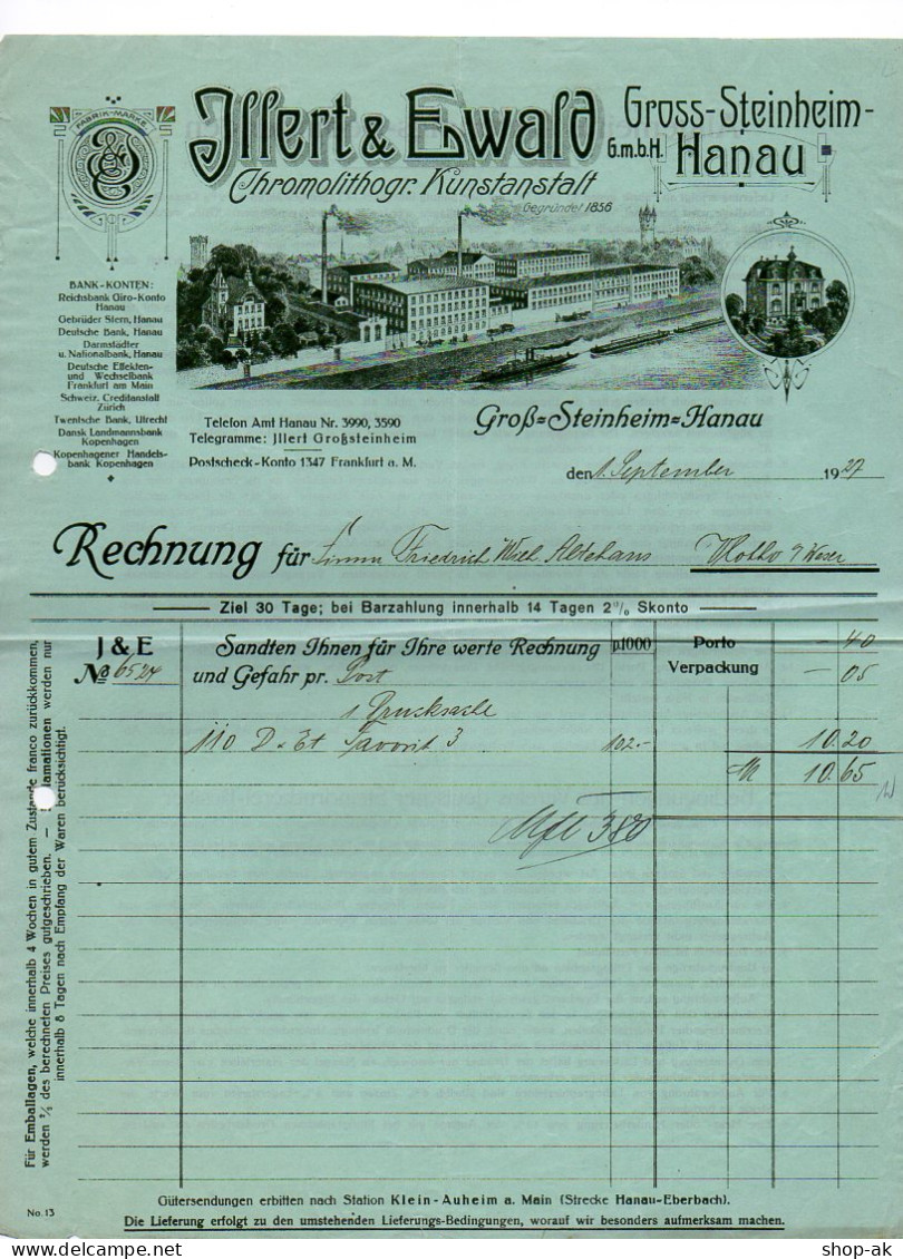 C717/ Rechnung Illert & Ewald  Groß-Steinau  Hanau  Chromolithogr. Kunstanstalt - Other & Unclassified