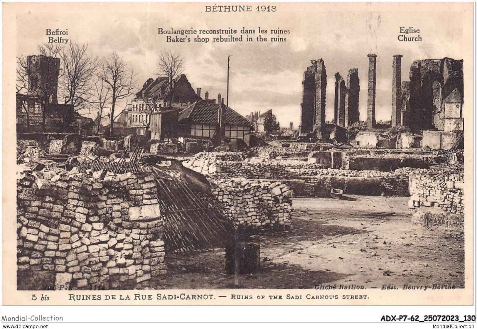 ADXP7-62-0611 - BETHUNE - 1918 - Ruines De La Rue Sadi-carnot - Bethune