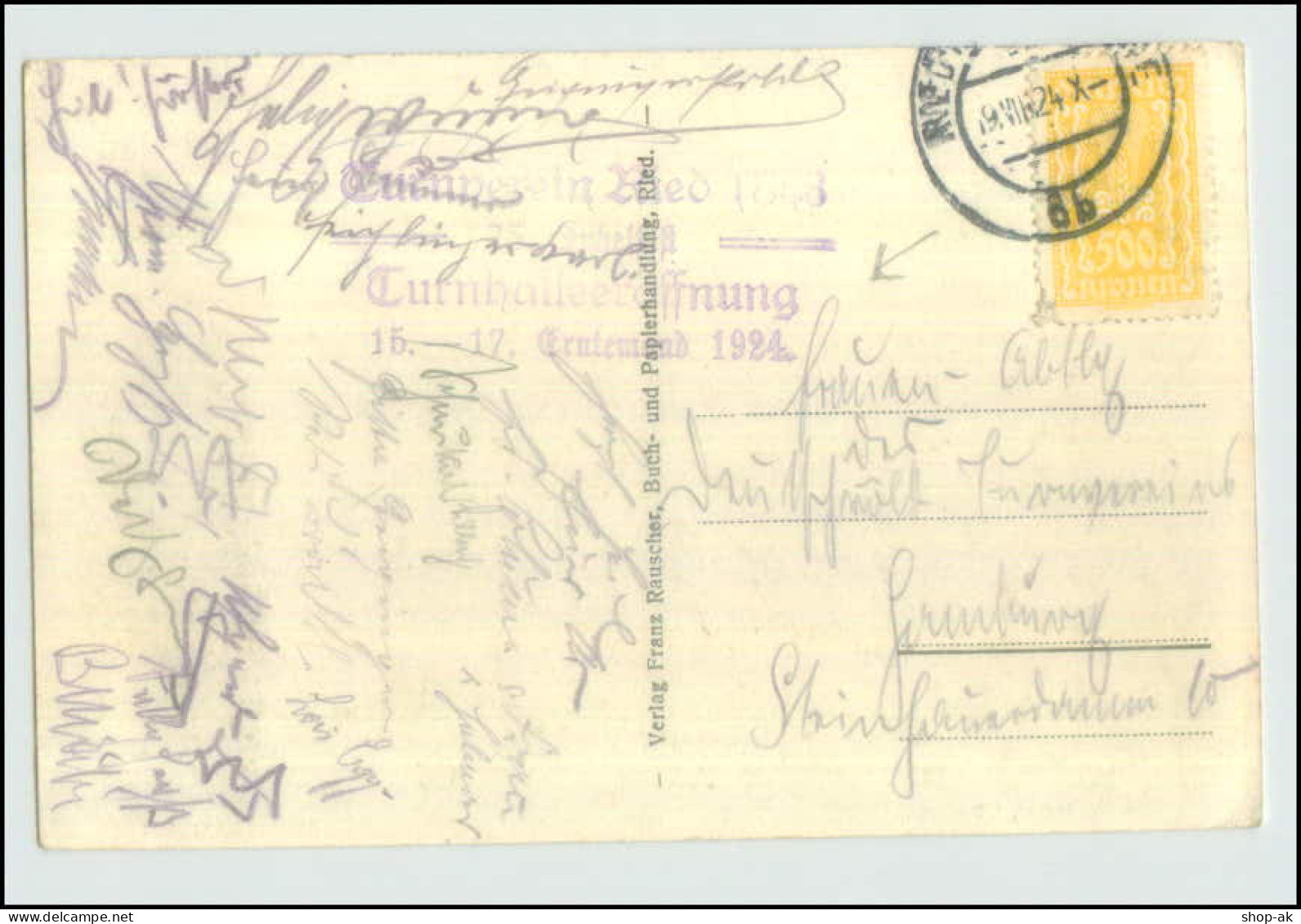 N4944/ Ried Innkreis O-Oe. Stelzhammerplatz AK 1924 - Autres & Non Classés