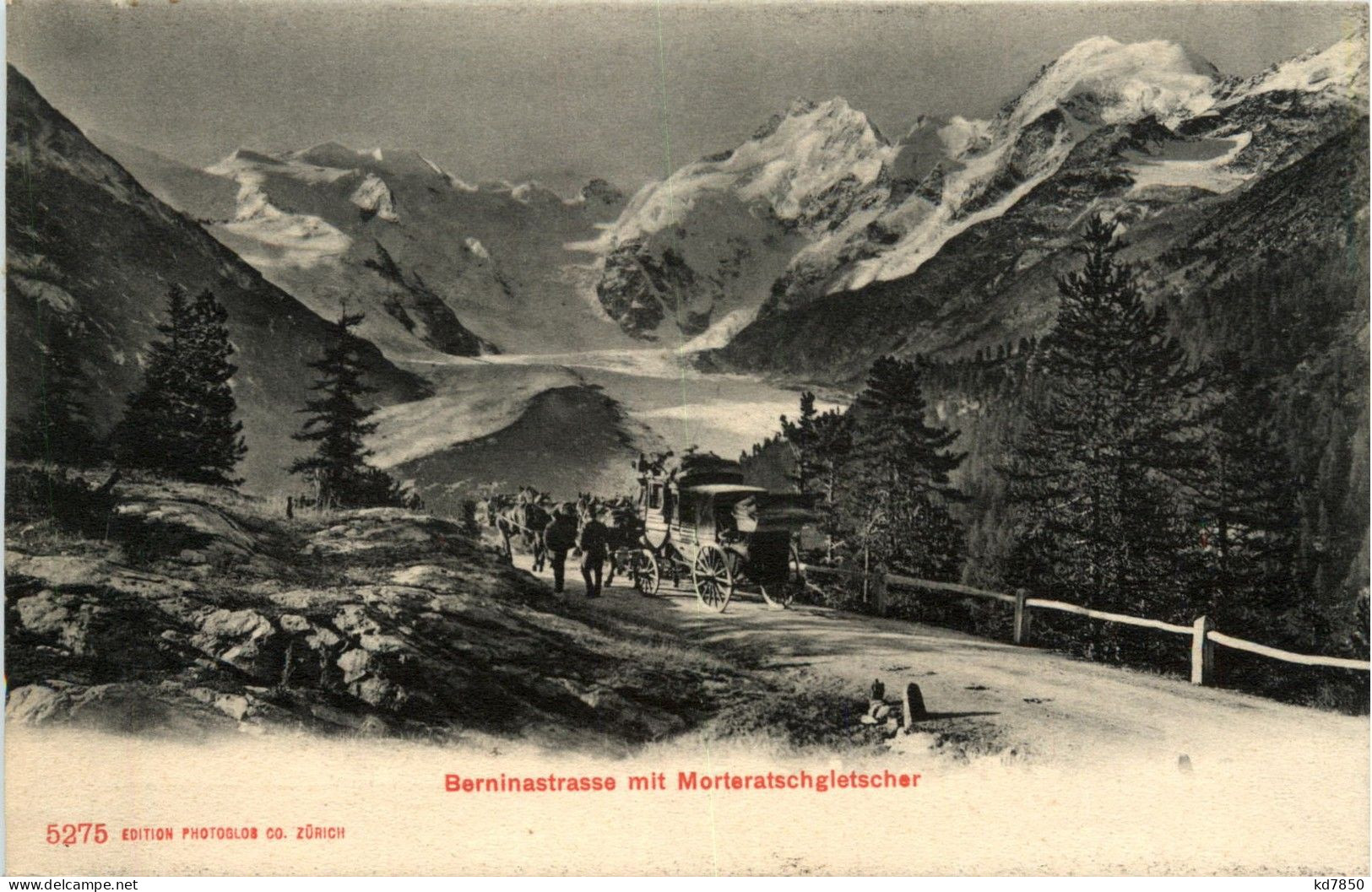 Berninastrasse Mit Morteratschgletscher - Postkutsche - Autres & Non Classés