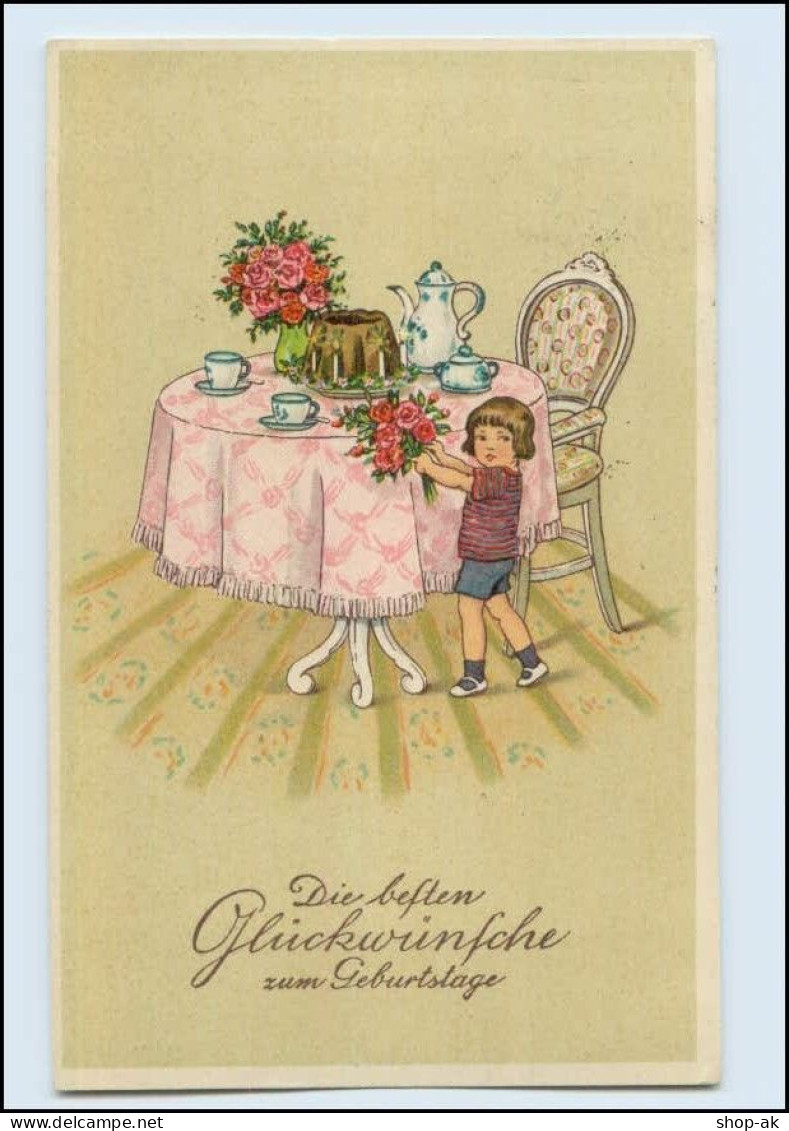 W8S90/ Geburtstag Kaffeetisch Kuchen Litho AK 1927 - Geburtstag