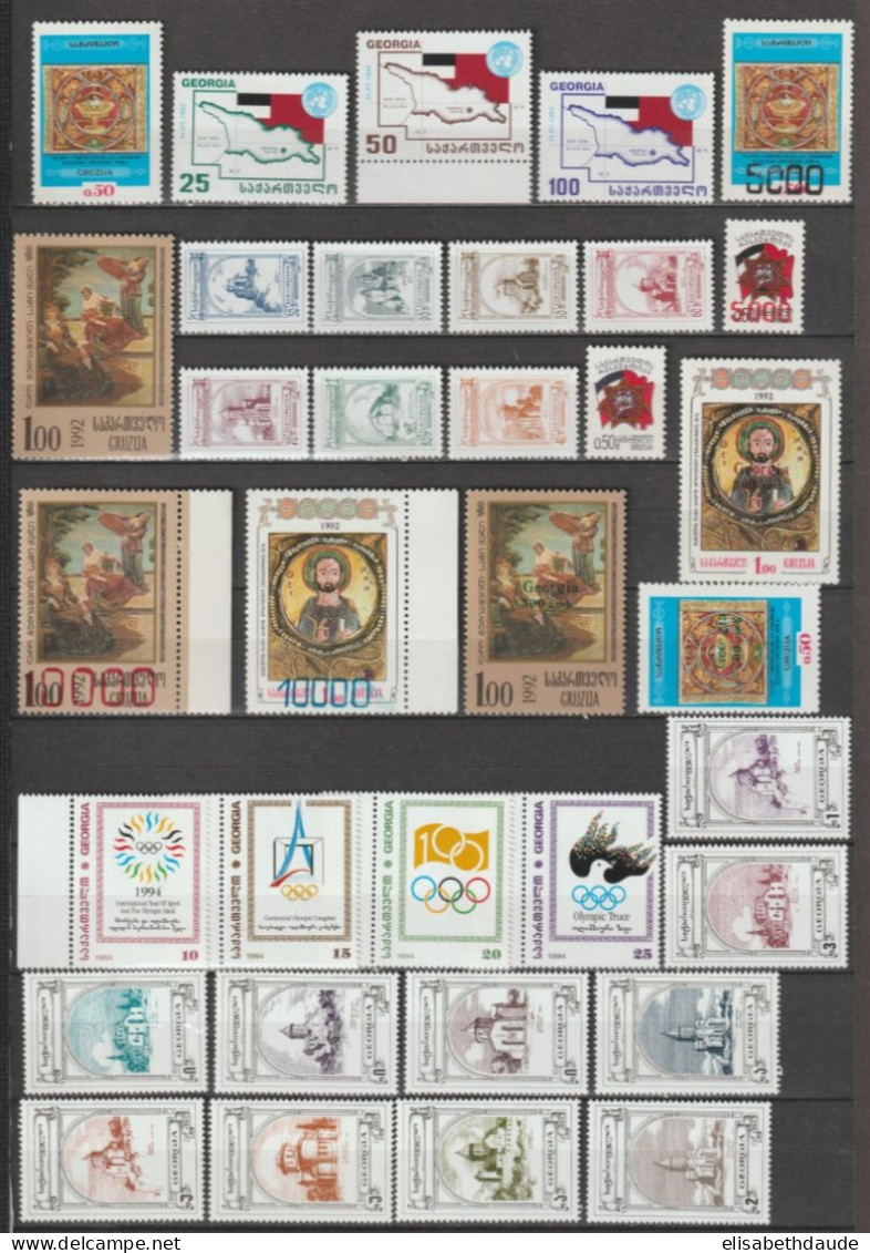 1993/1998 - GEORGIE - COLLECTION 2 PAGES ** MNH - UNIQUEMENT SERIES COMPLETES ET BLOCS - COTE YVERT = 96 EUR - Géorgie