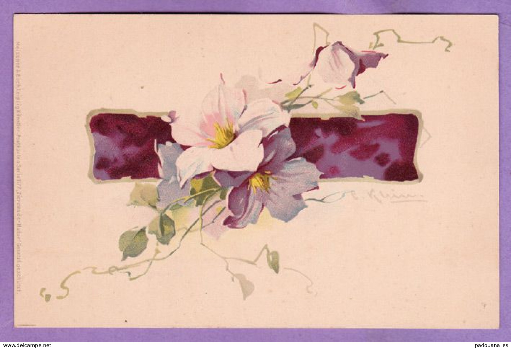 AA817 FANTAISIES FLEURS CLEMATITES SUR BANDEAU C.KLEIN M&B N° 1177 PRECURSEUR - Klein, Catharina