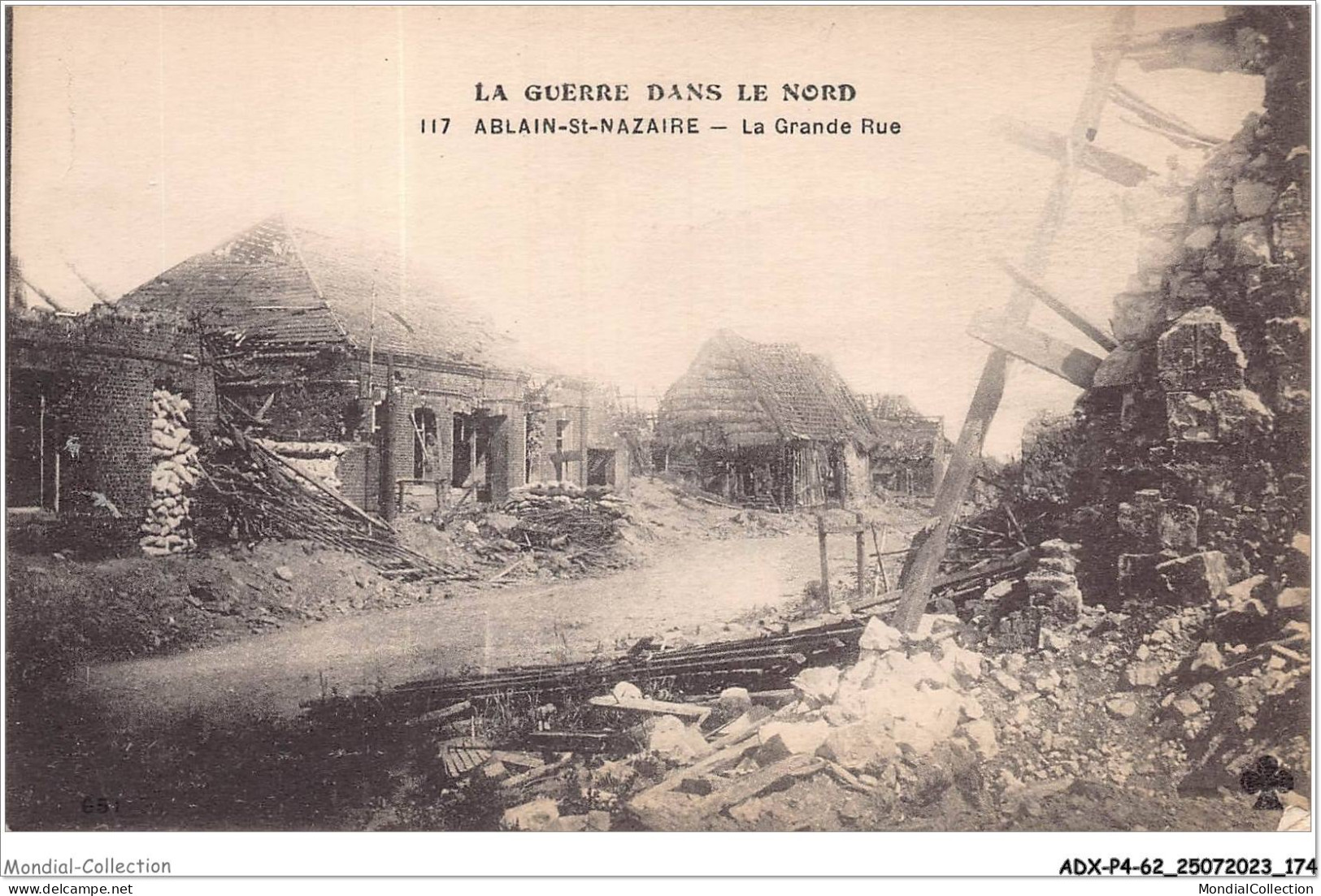 ADXP4-62-0374 - GUERRE DANS LE NORD - ABLAIN-ST-NAZAIRE - La Grande Rue - Lens