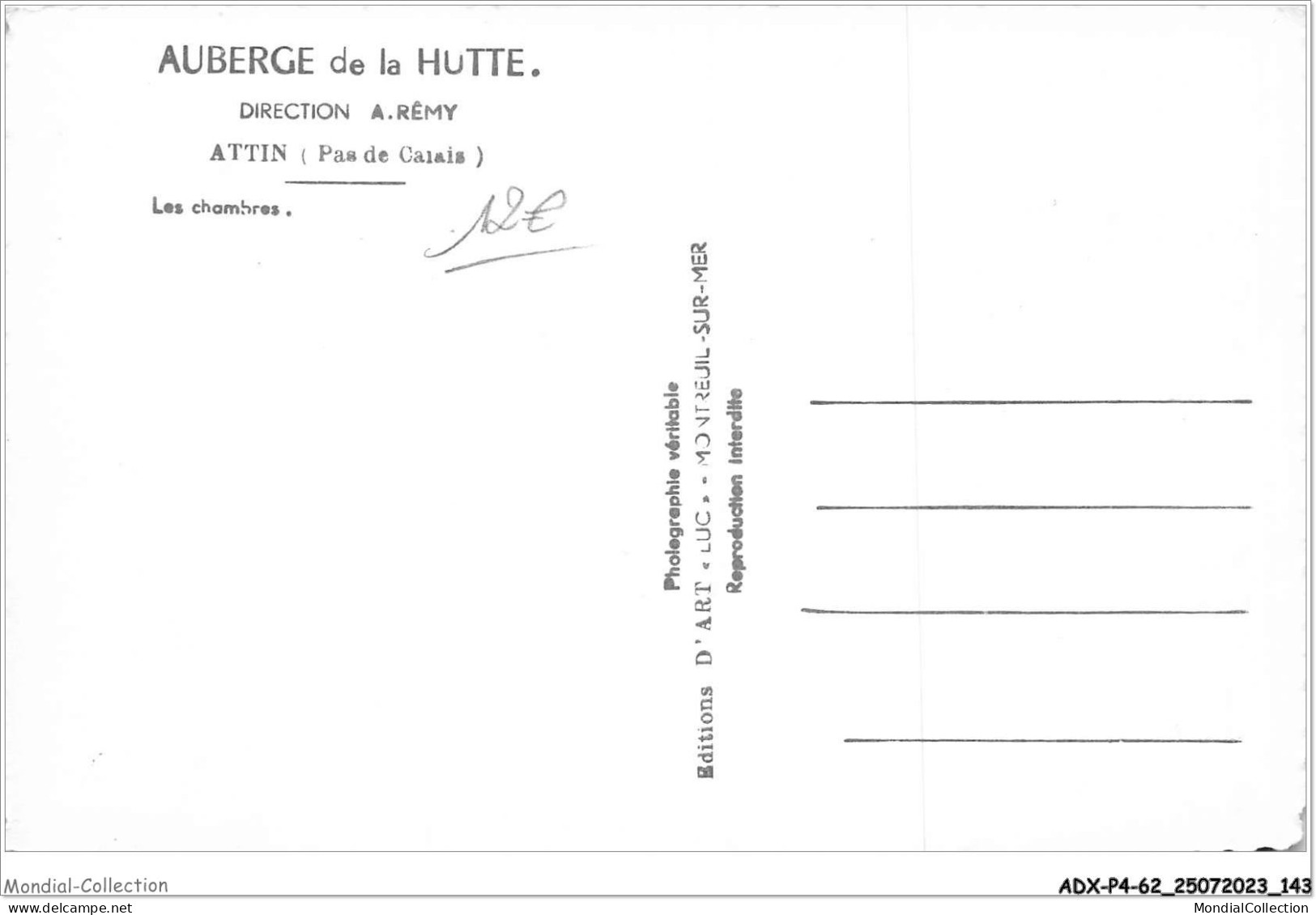 ADXP4-62-0358 - ATTIN - Auberge De La Hutte - Les Chambres - Montreuil