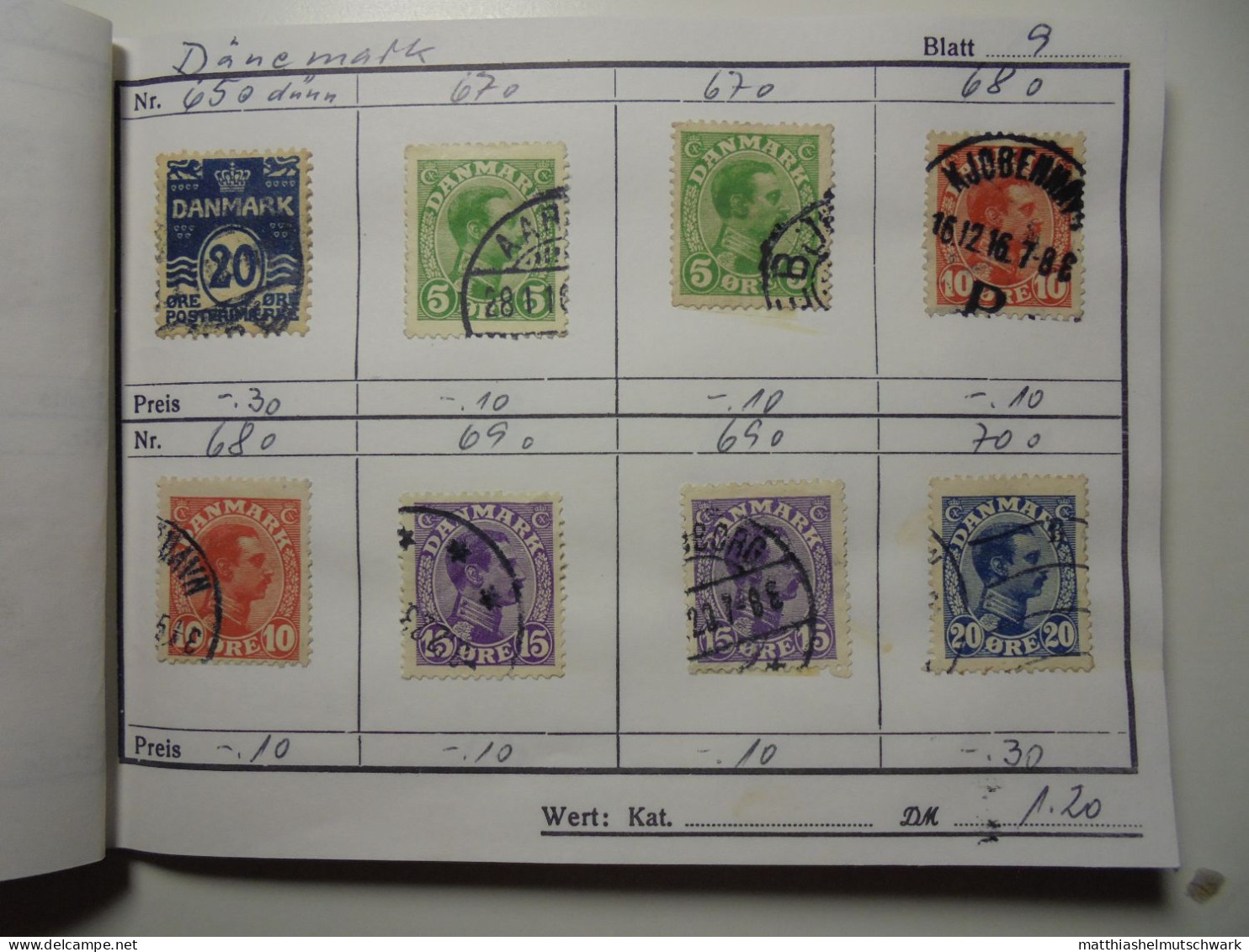 Auswahlheft Nr. 0004 Von 1989 26 Blätter 177 Briefmarken  Dänemark 1875-1963/Mi Nr. 23A-410x Unvollstän - Collections