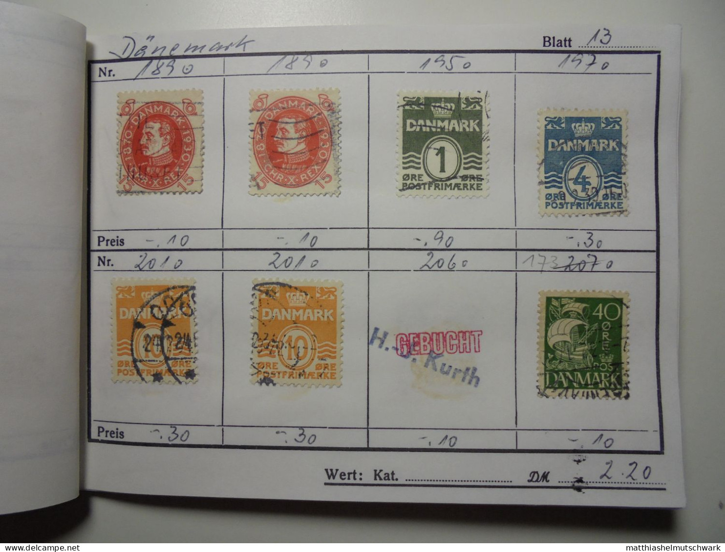 Auswahlheft Nr. 0004 von 1989 26 Blätter 177 Briefmarken  Dänemark 1875-1963/Mi Nr. 23A-410x unvollstän