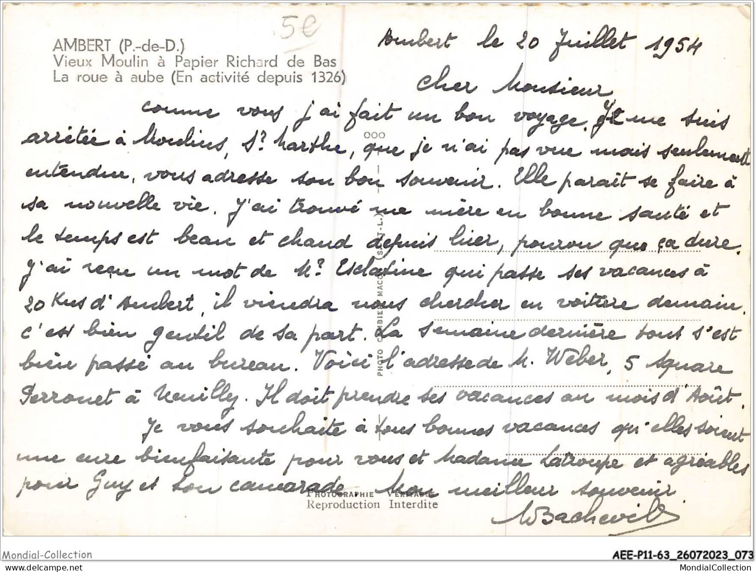 AEEP11-63-0889 - AMBERT - Vieux Moulin à Papier Richard De Bas - La Roue à Aube  - Ambert
