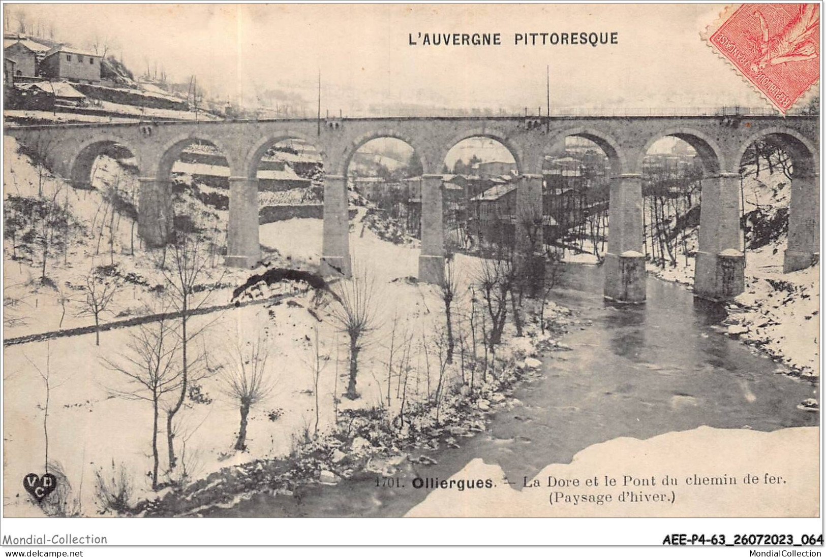 AEEP4-63-0280 - OLLIERGUES - La Dore Et Le Pont Du Chemin De Fer - Paysage D'hiver  - Olliergues