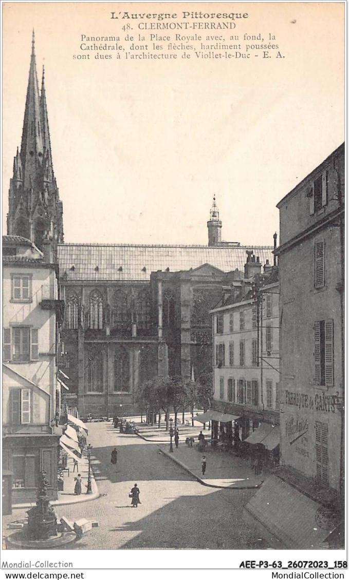 AEEP3-63-0242 - CLERMONT-FERRAND - Panorama De La Place Royal Avec Au Fond La Cathédrale  - Clermont Ferrand