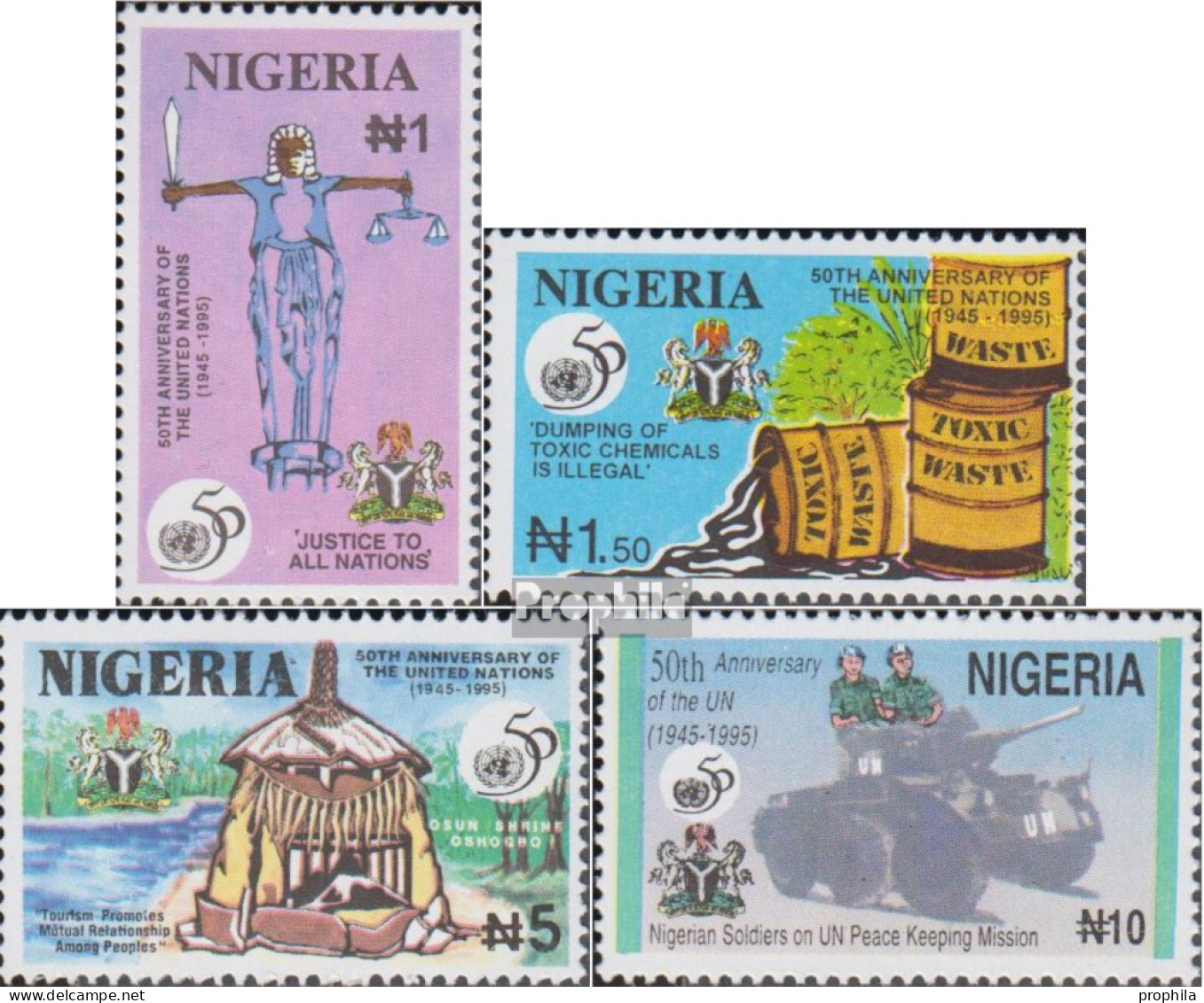 Nigeria 652-655 (kompl.Ausg.) Postfrisch 1995 50 Jahre UNO - Nigeria (1961-...)