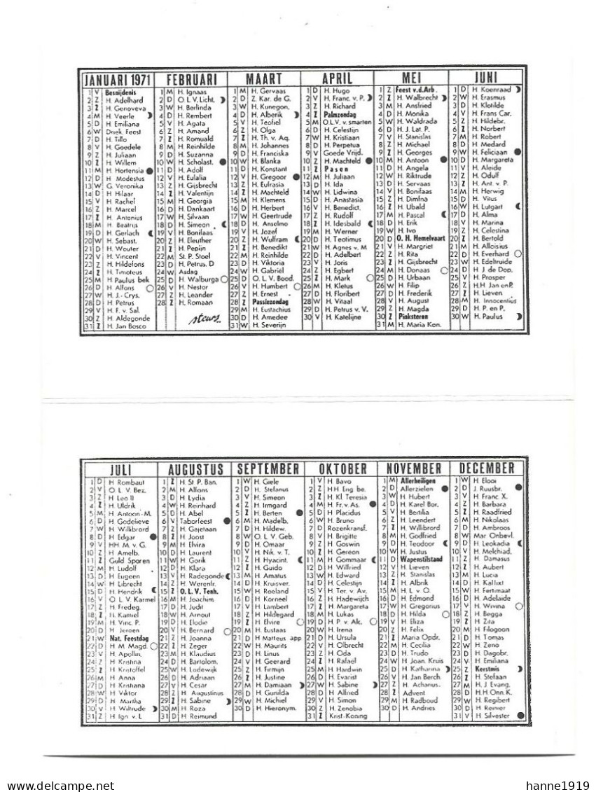 Stekene Fotokaarten WN Kalender 1971 Calendrier Htje - Petit Format : 1971-80