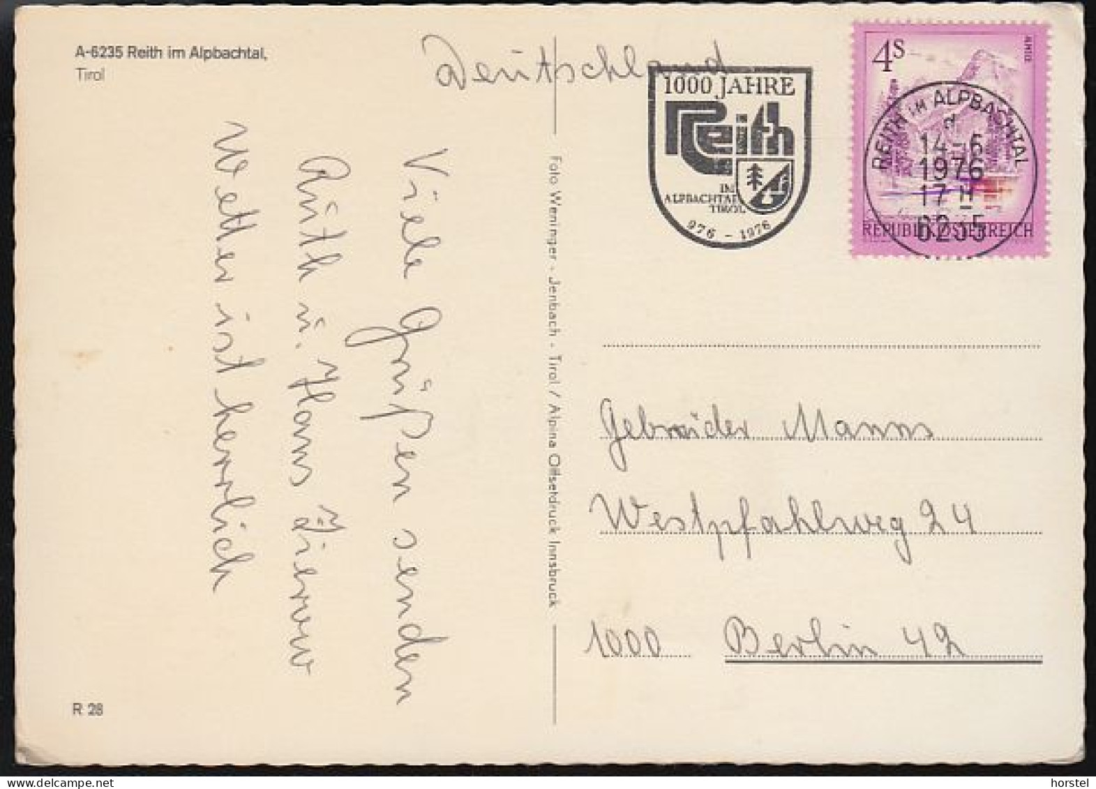 Austria - 6235 Reith Im Alpbachtal - Wappen - Ortsansicht Mit Kirche - Nice Stamp - Brixlegg