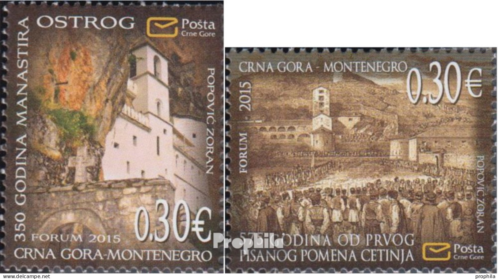 Montenegro 368,371 (kompl.Ausg.) Postfrisch 2015 Kloster Ostrog, Cetinje - Montenegro