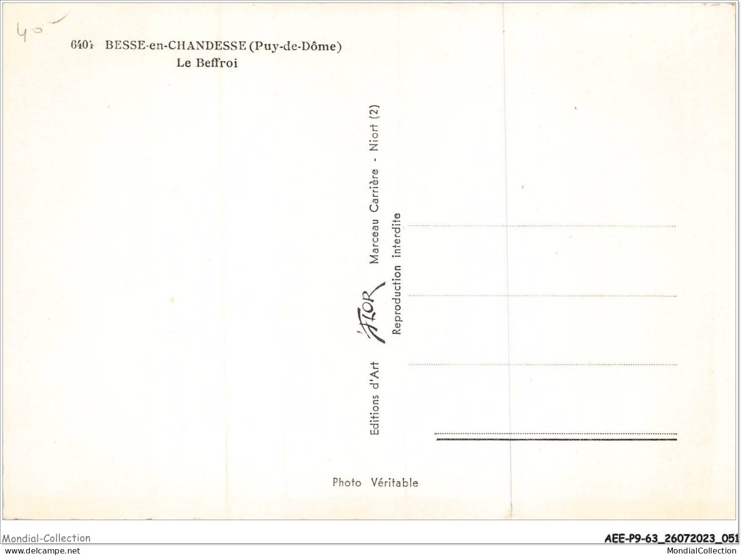 AEEP9-63-0720 - BESSE-EN-CHANDESSE - Le Beffroi  - Besse Et Saint Anastaise