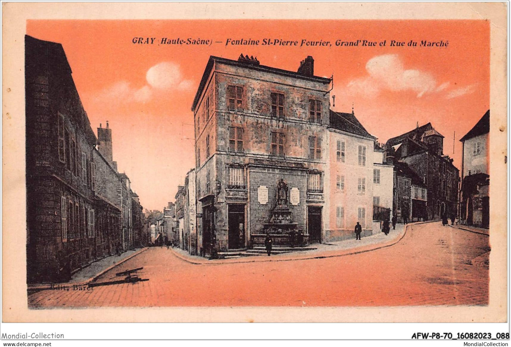 AFWP8-70-0813 - GRAY - Haute-saône - Fontaine St-pierre Fourier - Grand'rue Et Rue Du Marché - Gray