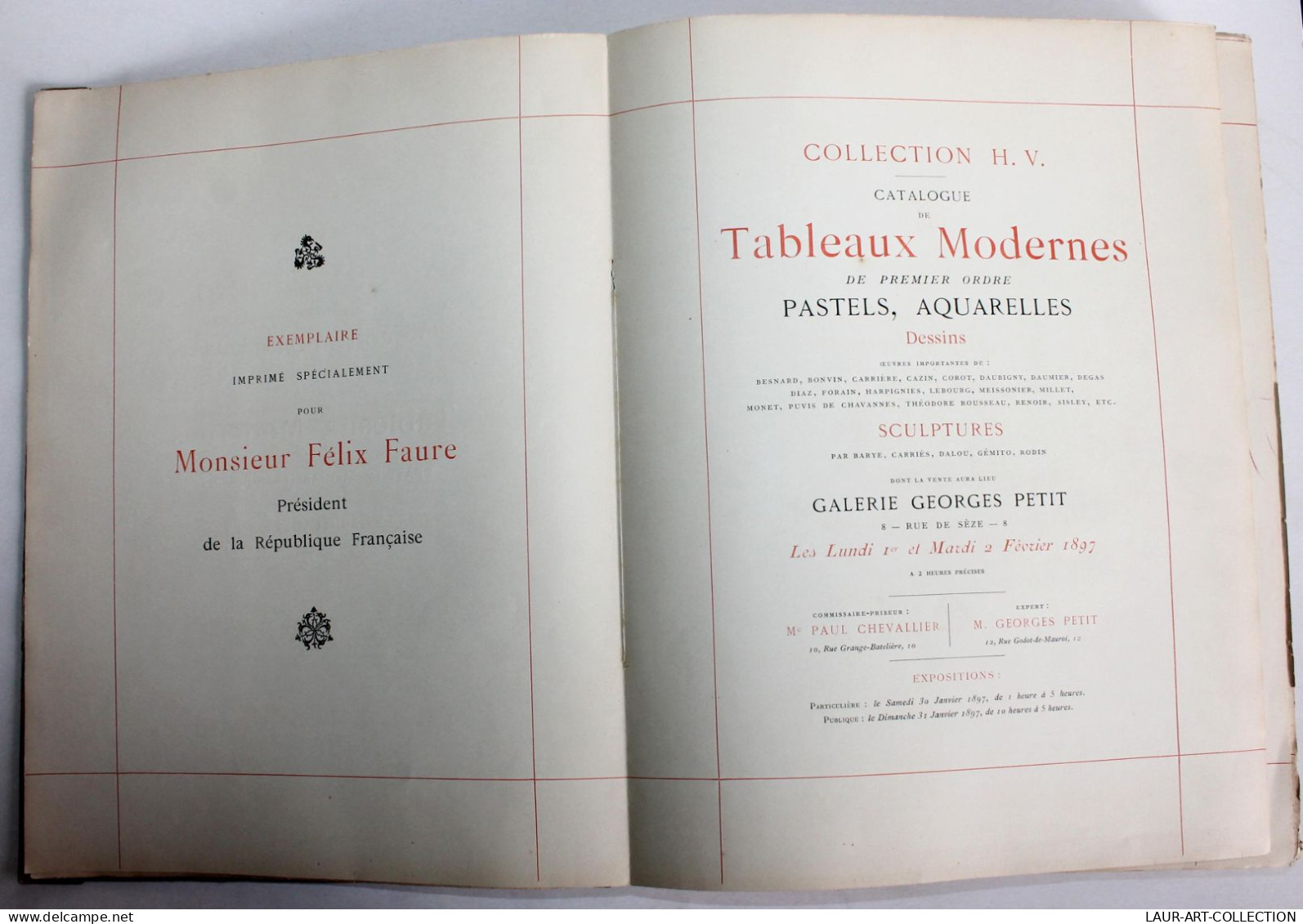 CATALOGUE TABLEAUX MODERNE AQUARELLE SCULPURE 1897 EXEMPLAIRE DU PRESIDENT FRANCAIS / ANCIEN LIVRE ART XIXe (0603.1) - Arte