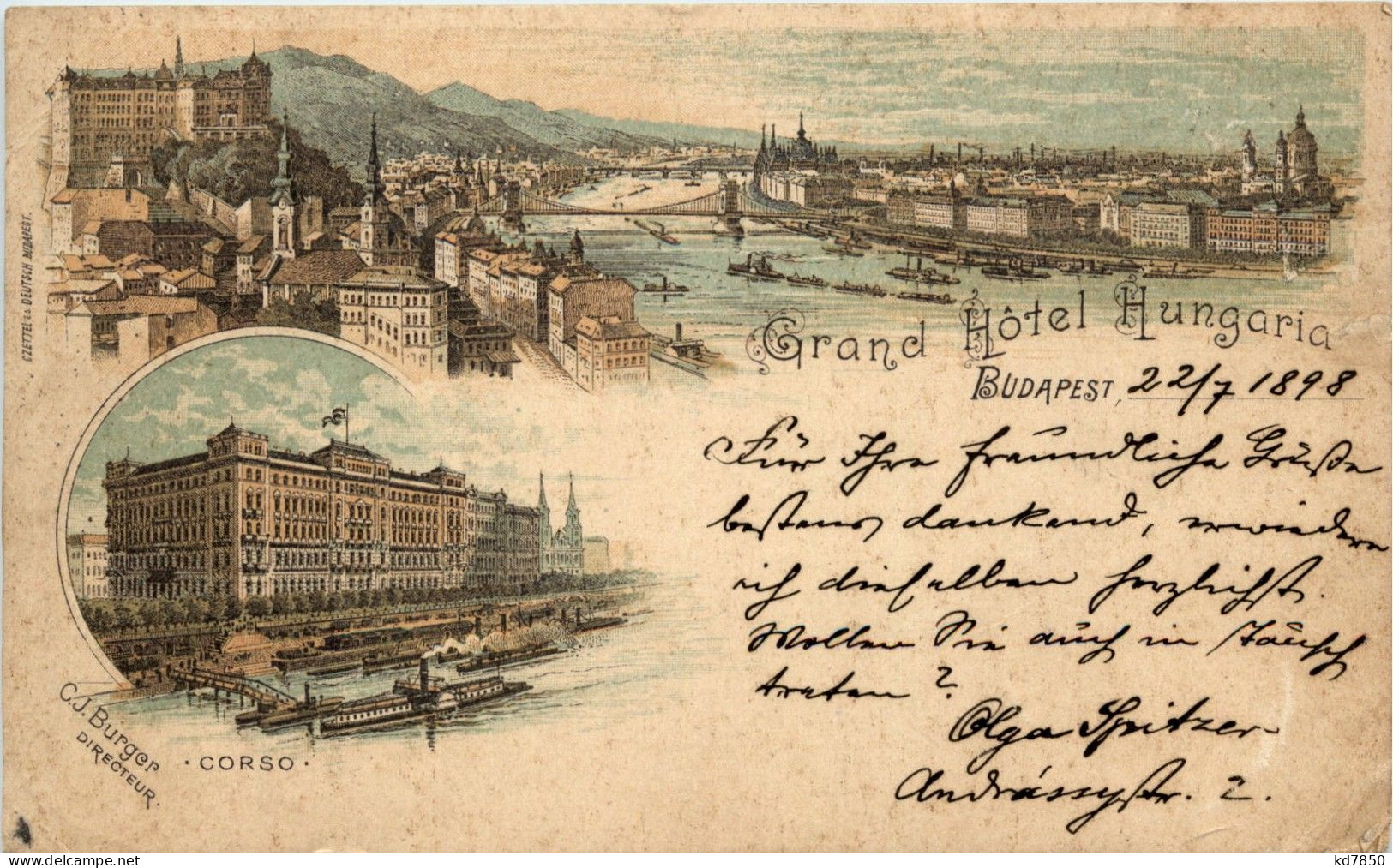 Budapest - Grand Hotel - Litho - Hungría