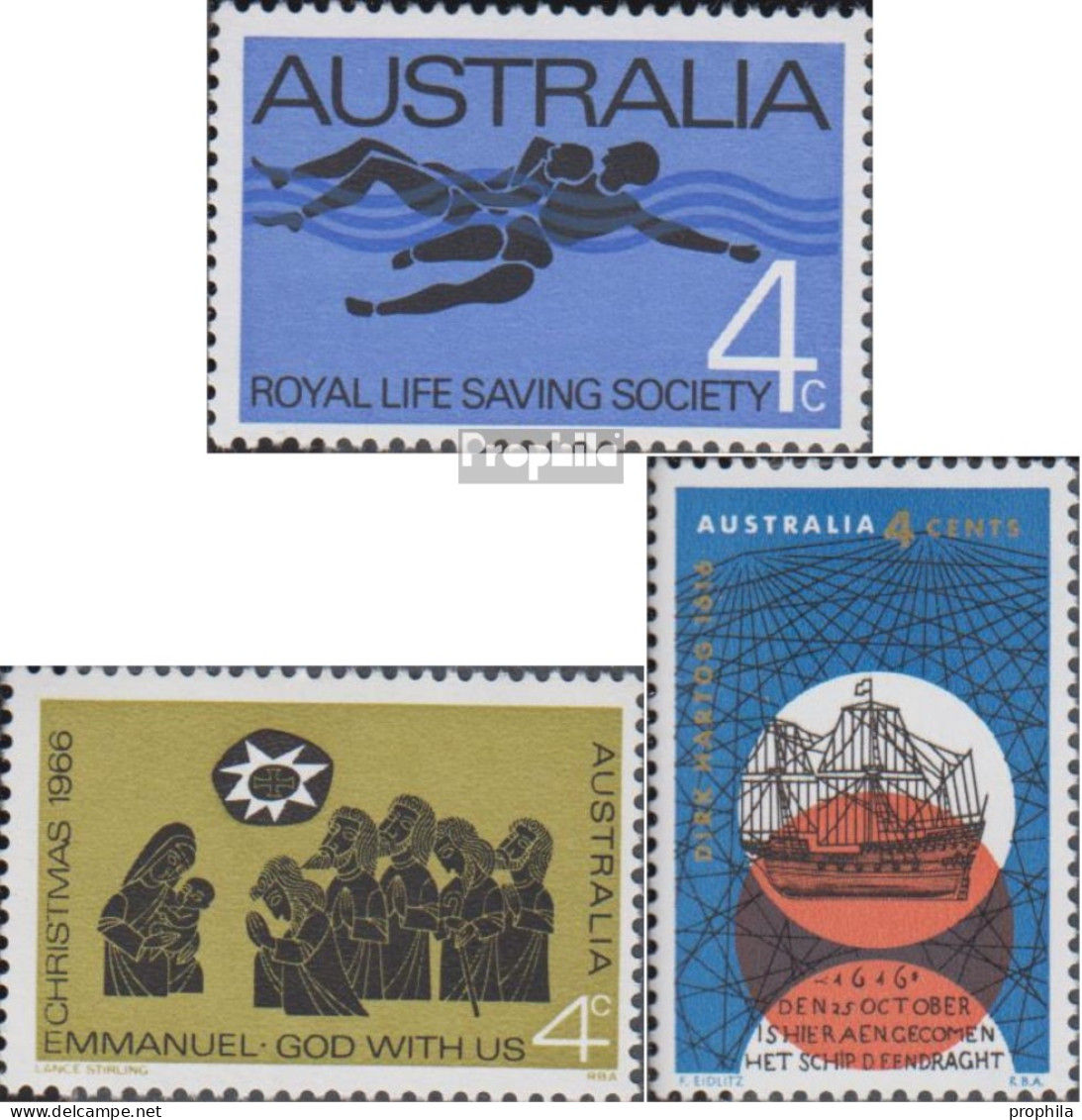 Australien 382,383,384 (kompl.Ausg.) Postfrisch 1966 Rettung, Weihnachten, Hartog - Ongebruikt