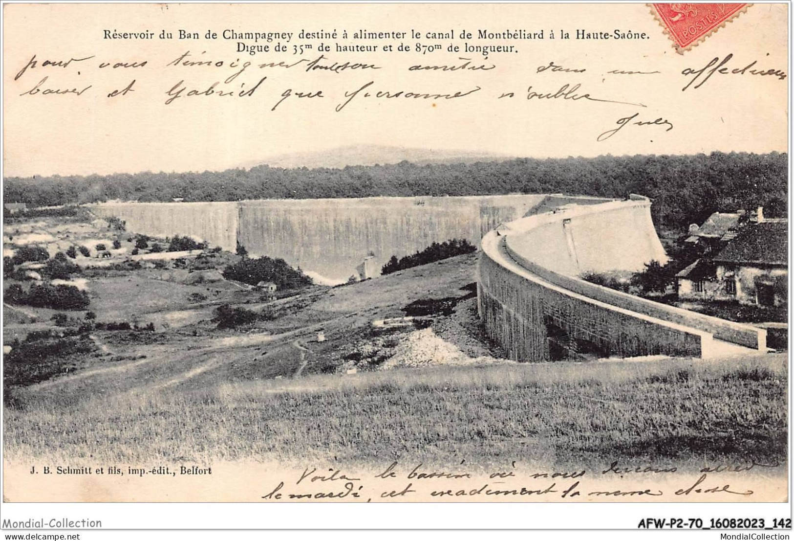 AFWP2-70-0152 - Réservoir Du Ban De - CHAMPAGNEY -  Destiné à Alimenter Le Canal De Montbéliard à La Haute-saône - Champagney