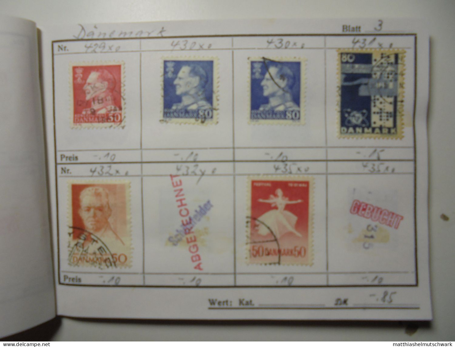 Auswahlheft Nr. 0005 Von 1989 22 Blätter 125 Briefmarken  Dänemark 1963-1984/Mi Nr. 410x-805, Unvollstä - Sammlungen