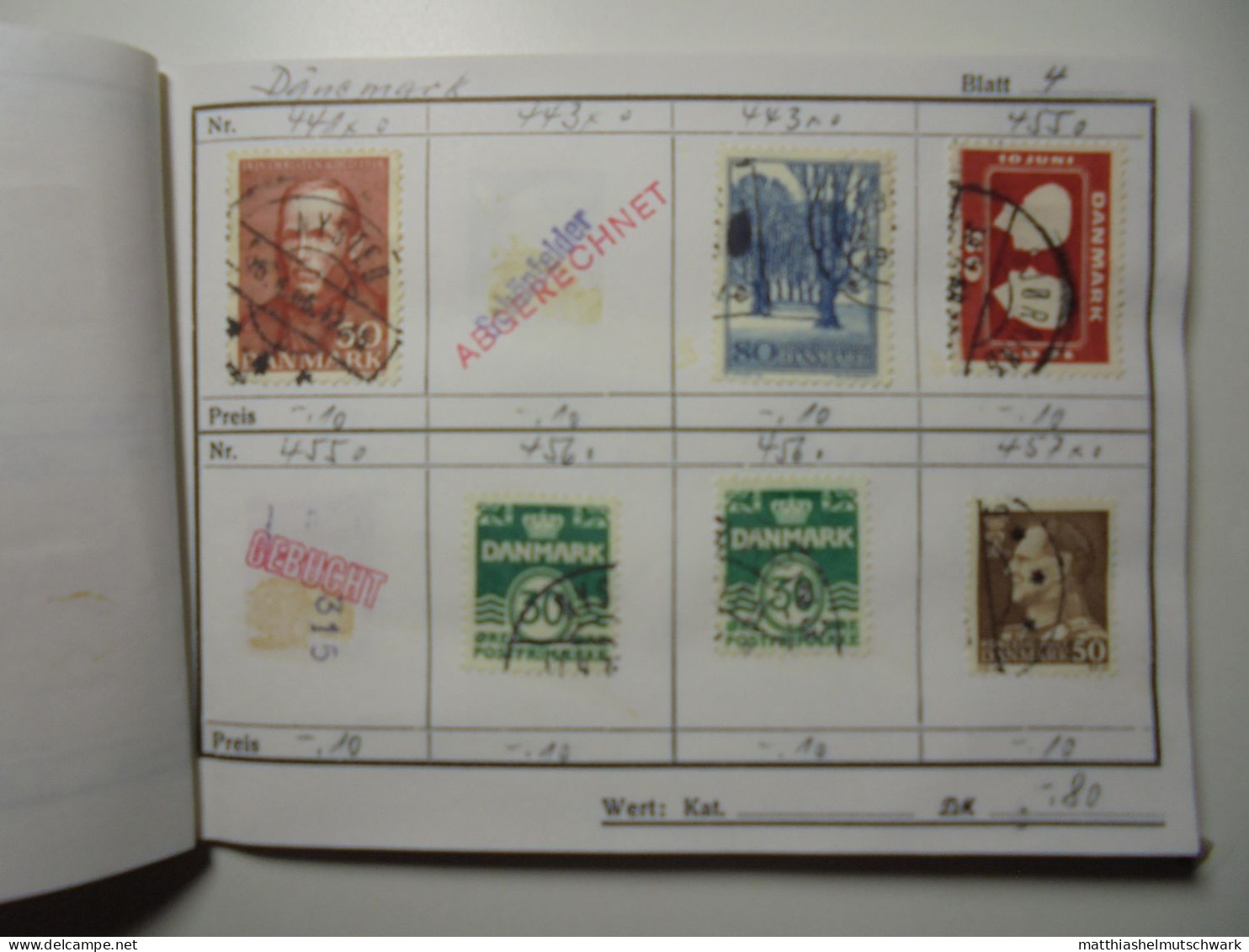 Auswahlheft Nr. 0005 Von 1989 22 Blätter 125 Briefmarken  Dänemark 1963-1984/Mi Nr. 410x-805, Unvollstä - Sammlungen