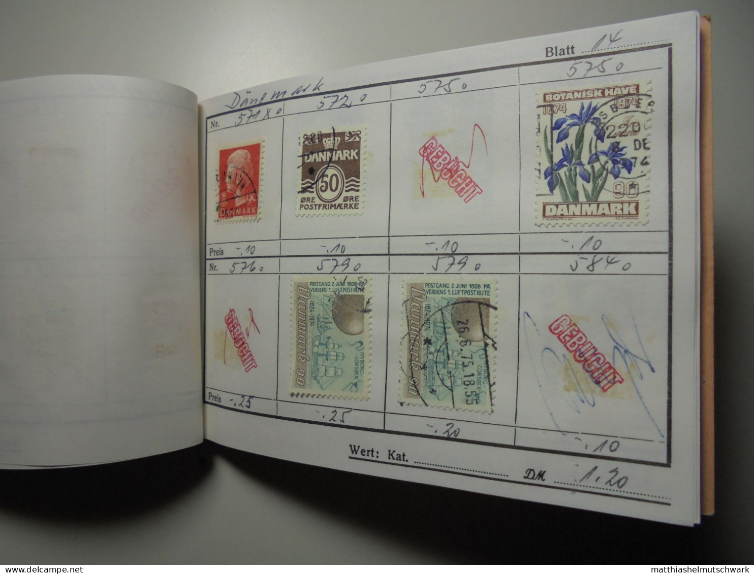 Auswahlheft Nr. 0005 von 1989 22 Blätter 125 Briefmarken  Dänemark 1963-1984/Mi Nr. 410x-805, unvollstä