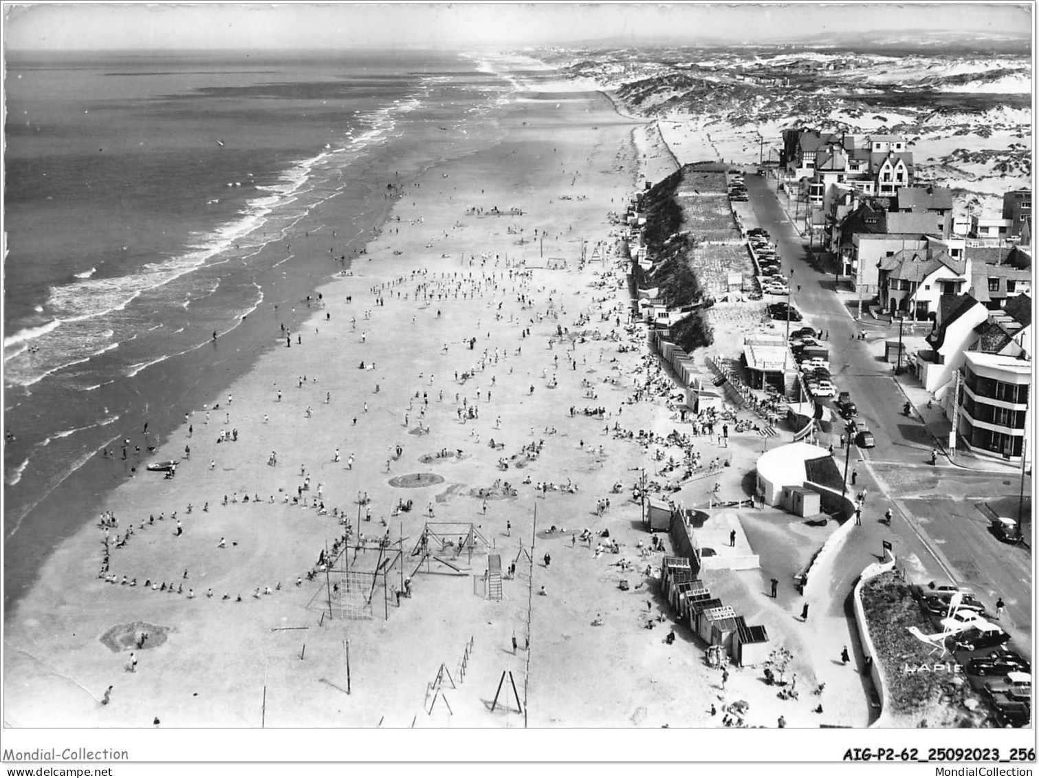 AIGP2-62-0258 - EN AVION AU DESSUS DE MERLIMONT-PLAGE - La Plage Et La Digue - Montreuil