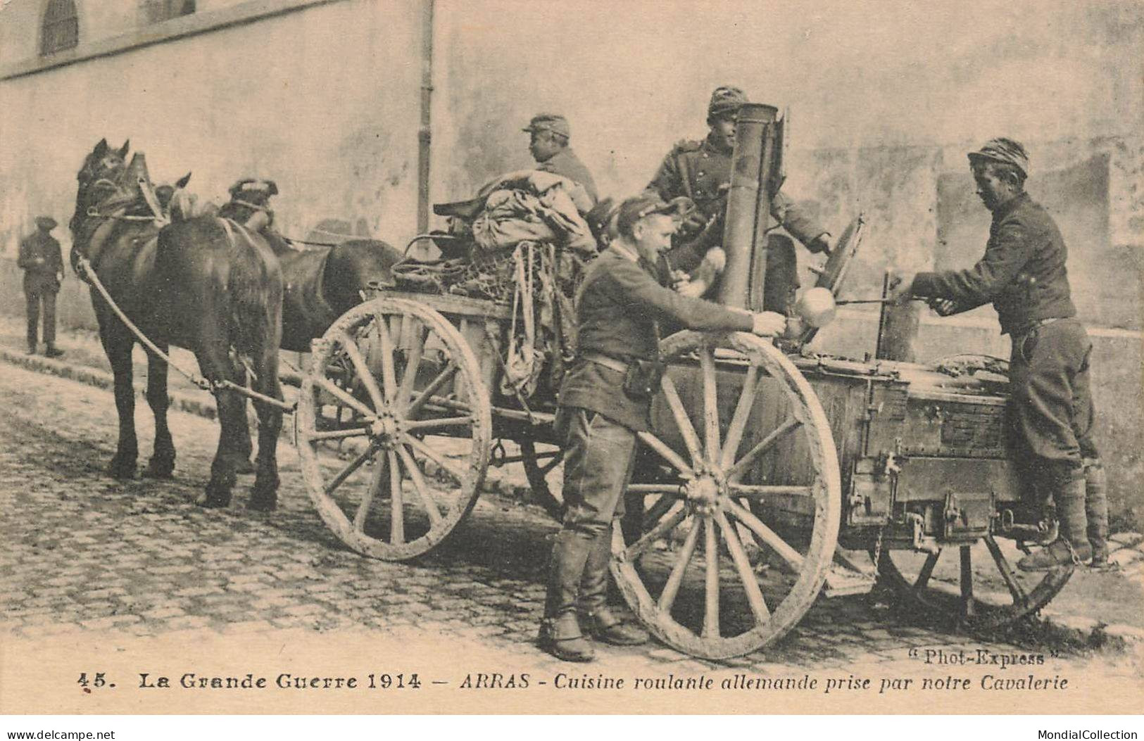 MIKI-AP4-070- 62 ARRAS CUISINE ROULANTE ALLEMANDE PRISE PAR NOTRE CAVALERIE GRANDE GUERRE 1914 - Arras