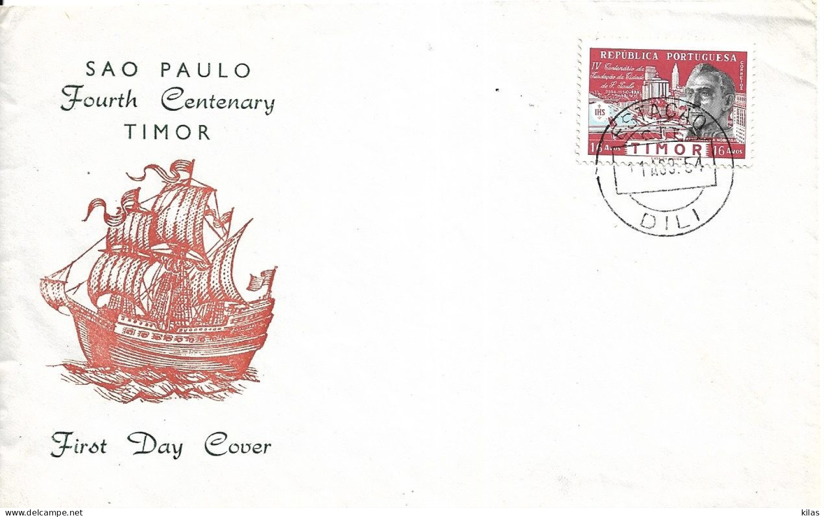 TIMOR 1954 IIV CENTENNIAL OF THE CITY OF SÃO PAULO FDC - Timor