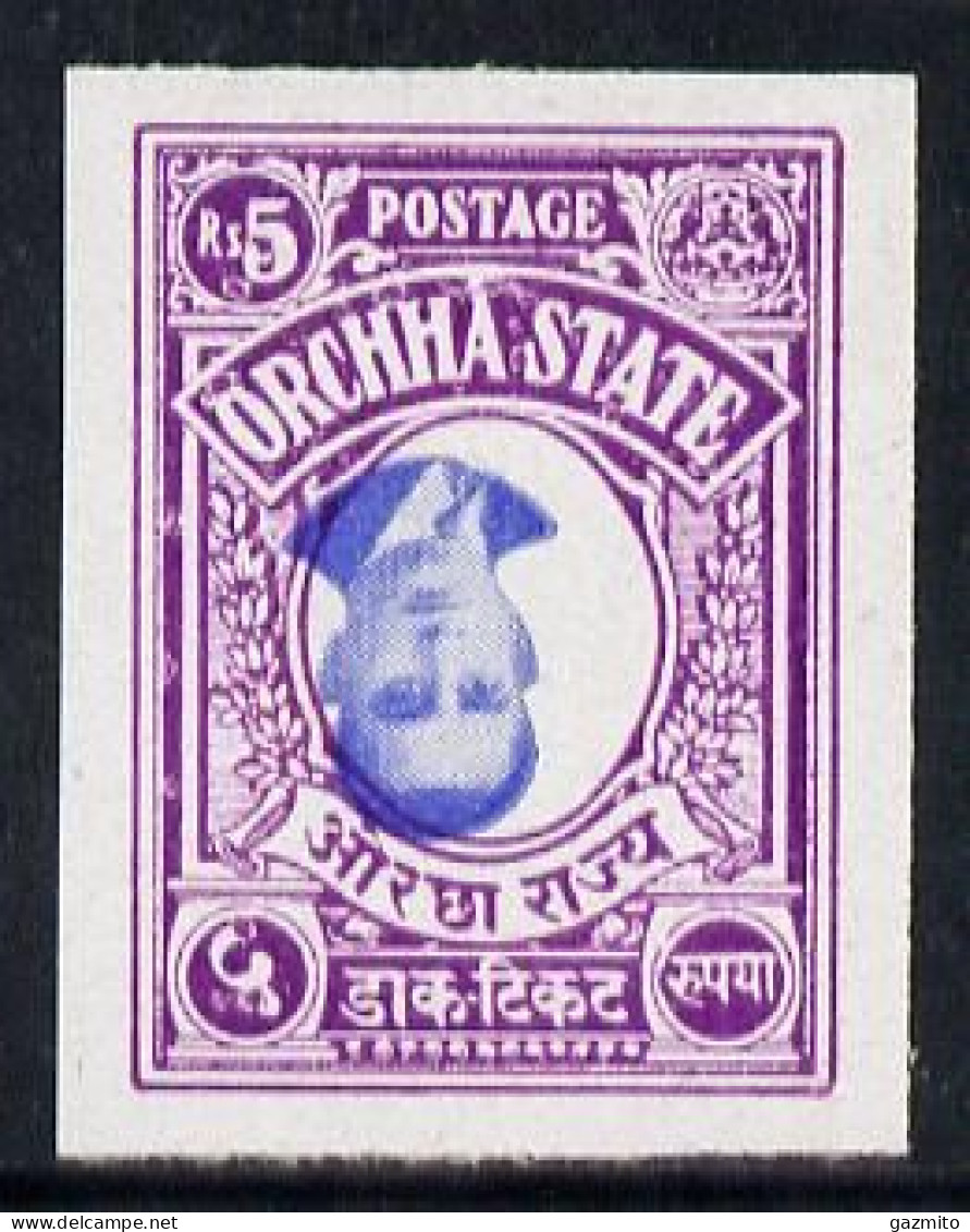 Indian States - Orcha 1935 Maharaja 5r Imperf With Inverted Centre (probably A Proof) Unmounted Mint SG 27var, 1val - Orchha