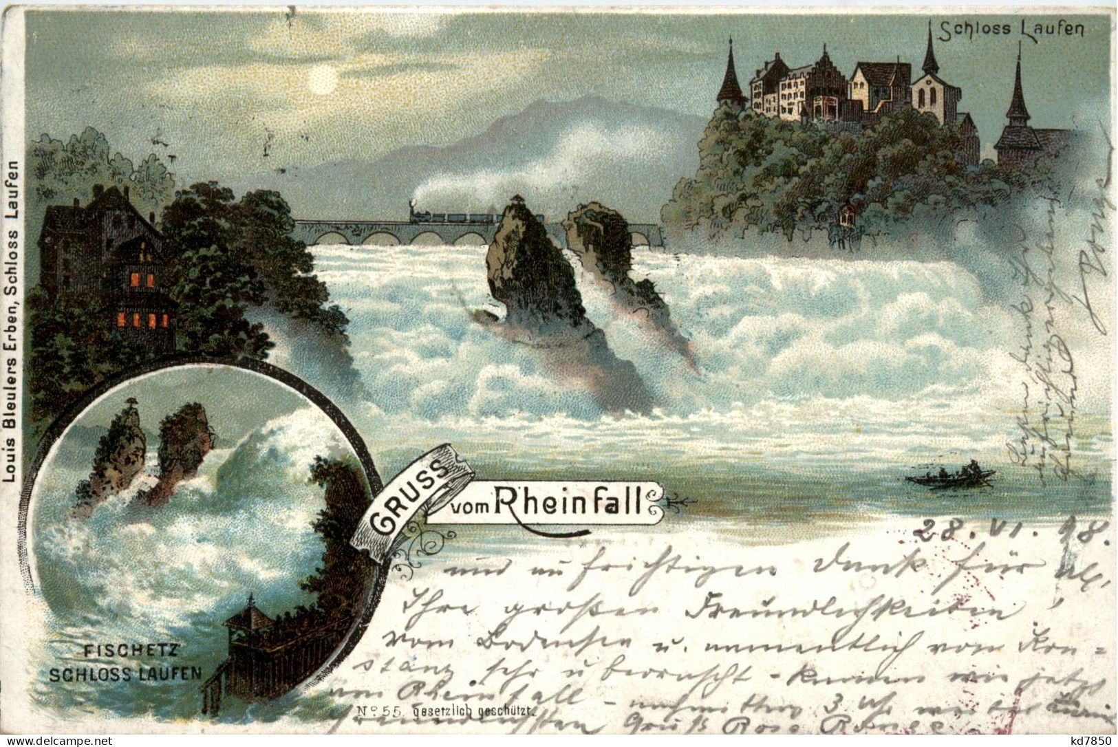 Gruss Vom Rheinfall - Litho - Neuhausen Am Rheinfall