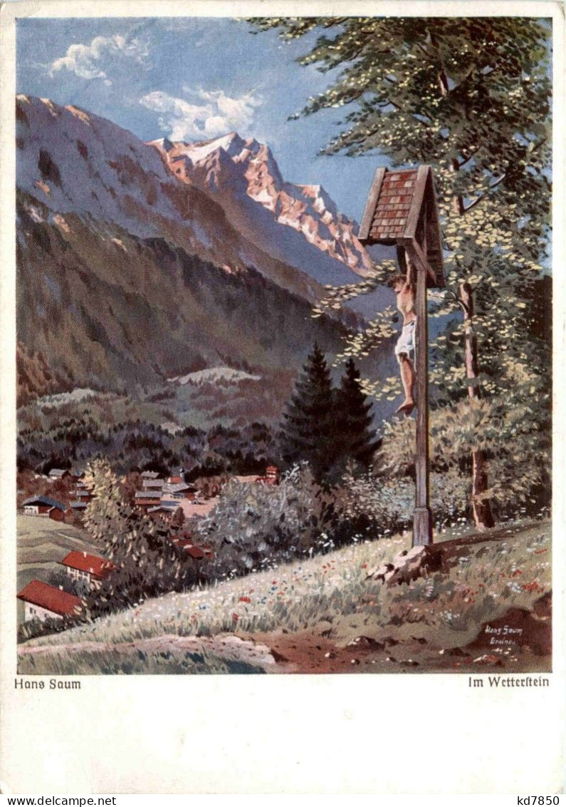Untergrainau - Künstlerkarte Hans Saum - Garmisch-Partenkirchen