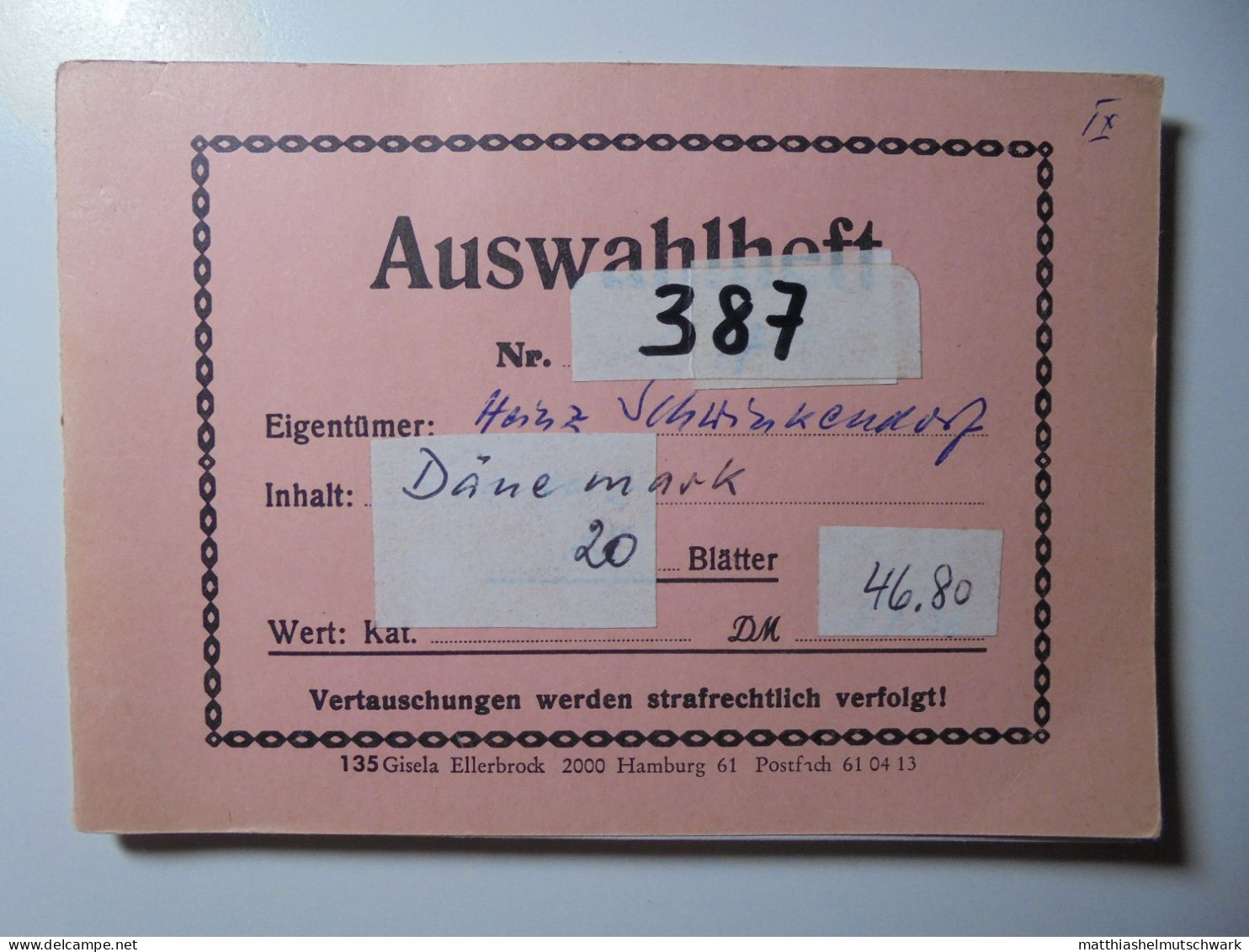 Auswahlheft Nr. 387 Von 1992 20 Blätter 146 Briefmarken  Dänemark 1875-1953-1954/Mi Nr. 23bB-345, Unvol - Sammlungen