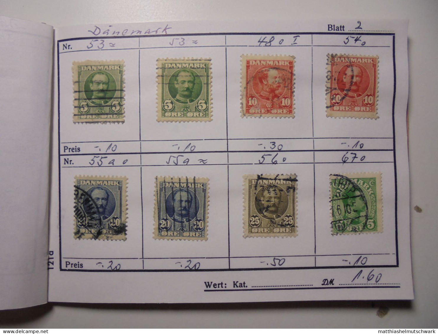 Auswahlheft Nr. 387 Von 1992 20 Blätter 146 Briefmarken  Dänemark 1875-1953-1954/Mi Nr. 23bB-345, Unvol - Sammlungen