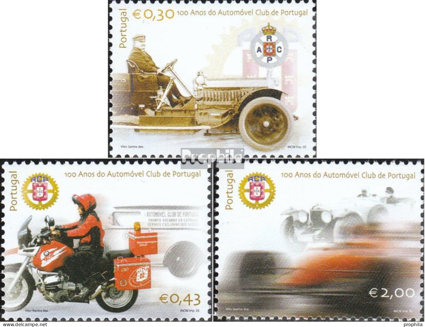 Portugal 2695-2697 (kompl.Ausg.) Postfrisch 2003 100 Jahre Automobilclub - Unused Stamps