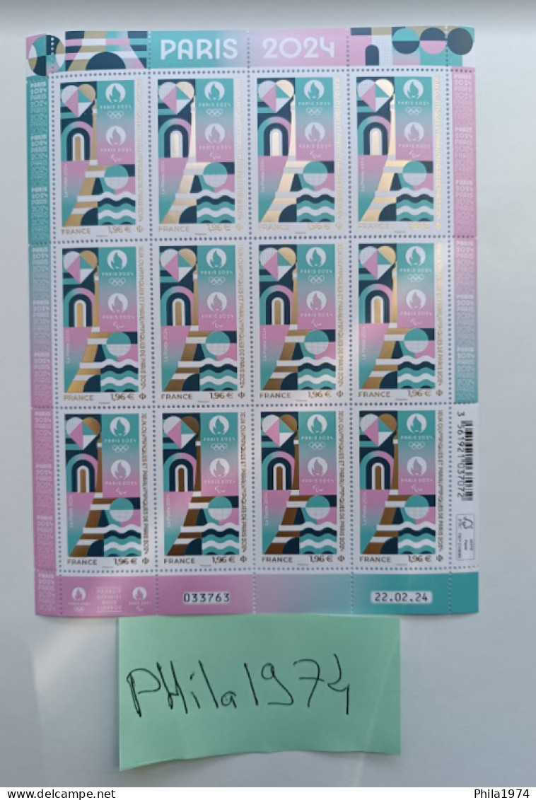 France 2024 Feuille 12 Timbres - Jeux Olympiques & Paralympiques De Paris 2024 - Hojas Completas