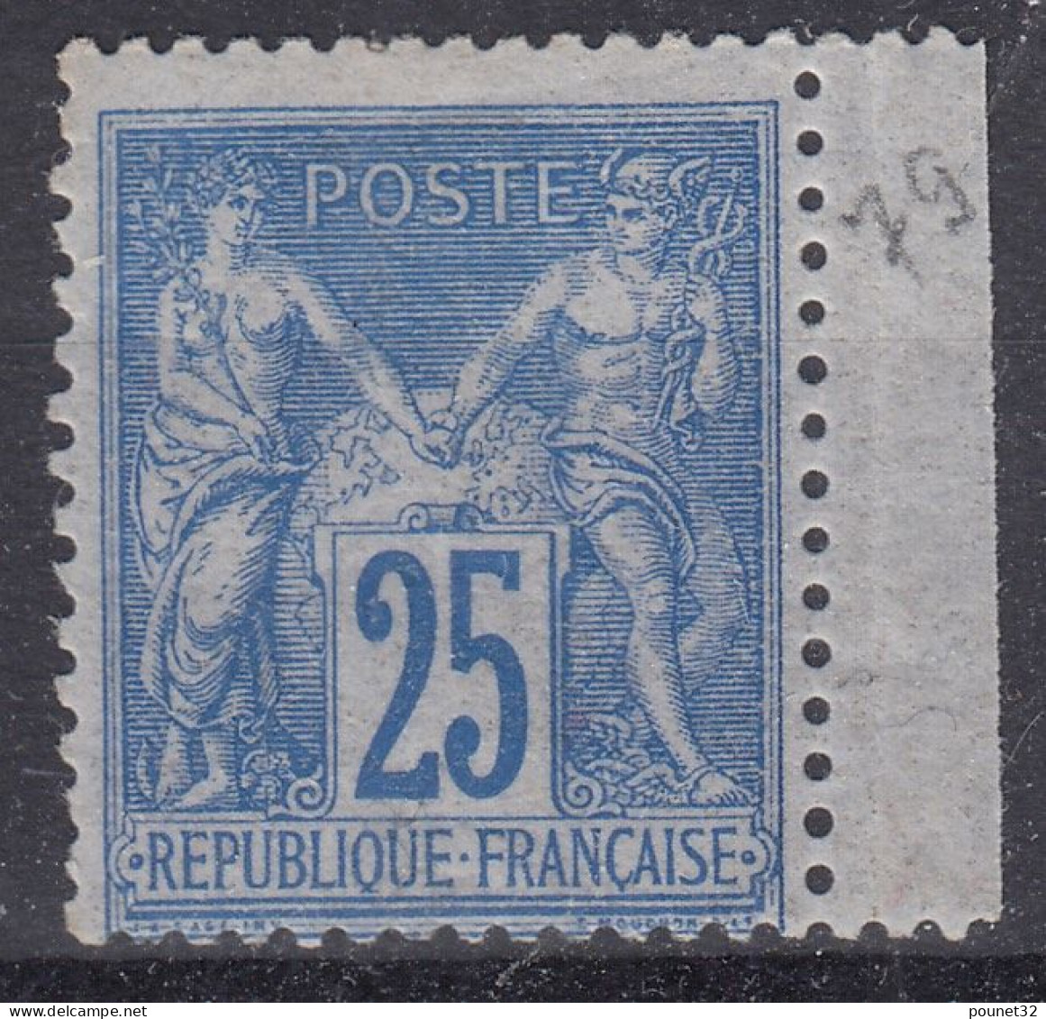 TIMBRE FRANCE SAGE 25c BLEU N° 79 NEUF * GOMME TRACE DE CHARNIERE - COTE 750 € - 1876-1898 Sage (Type II)