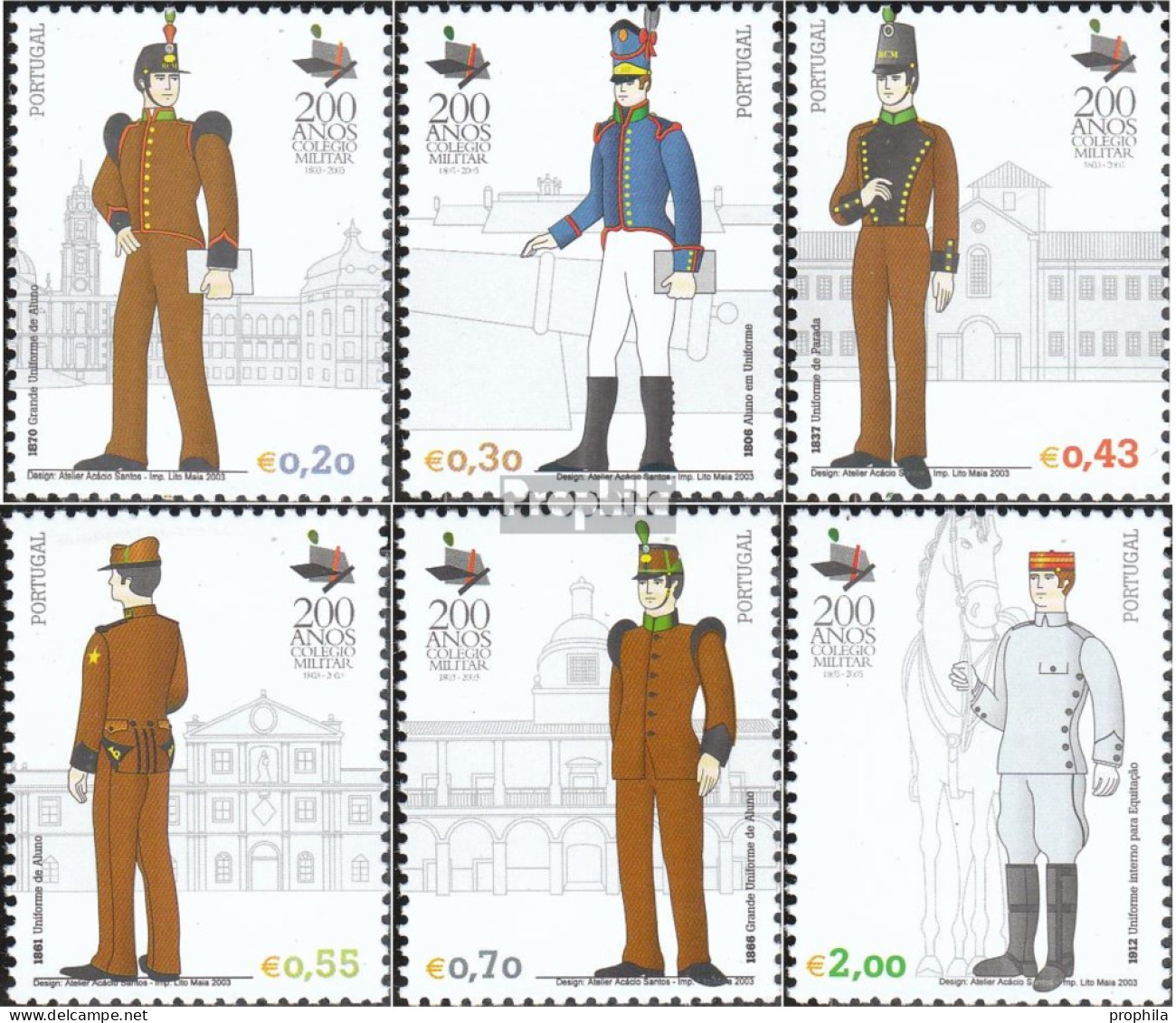 Portugal 2634-2639 (kompl.Ausg.) Postfrisch 2003 Kadettenuniformen - Nuovi