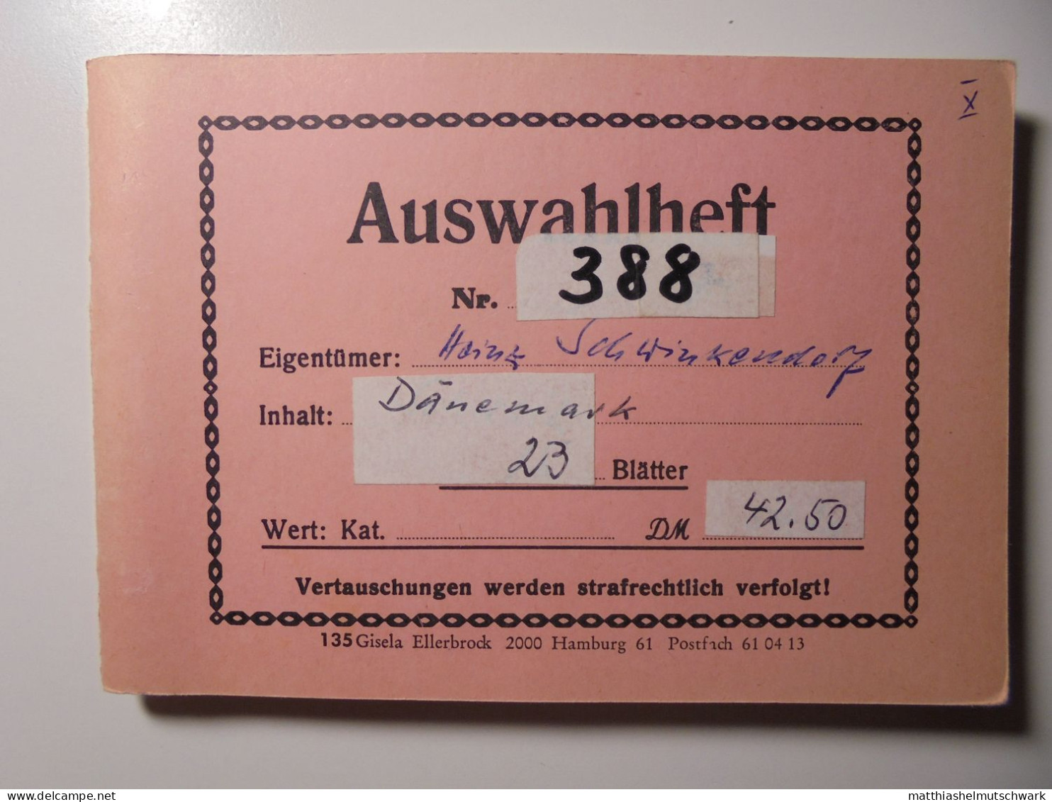 Auswahlheft Nr. 388 Von 1992 29 Blätter 167 Briefmarken  Dänemark 1954-1986/Mi Nr. 352-864, Unvollständ - Collections