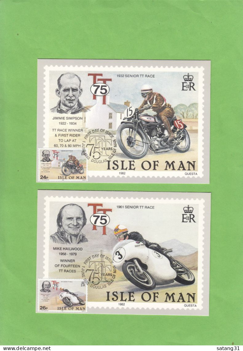 25 EME ANNIVERSAIRE DES COURSES DE MOTOS "TOURIST TROPHY",SERIE De 5 CARTES MAXIMUM,1982. - Isle Of Man