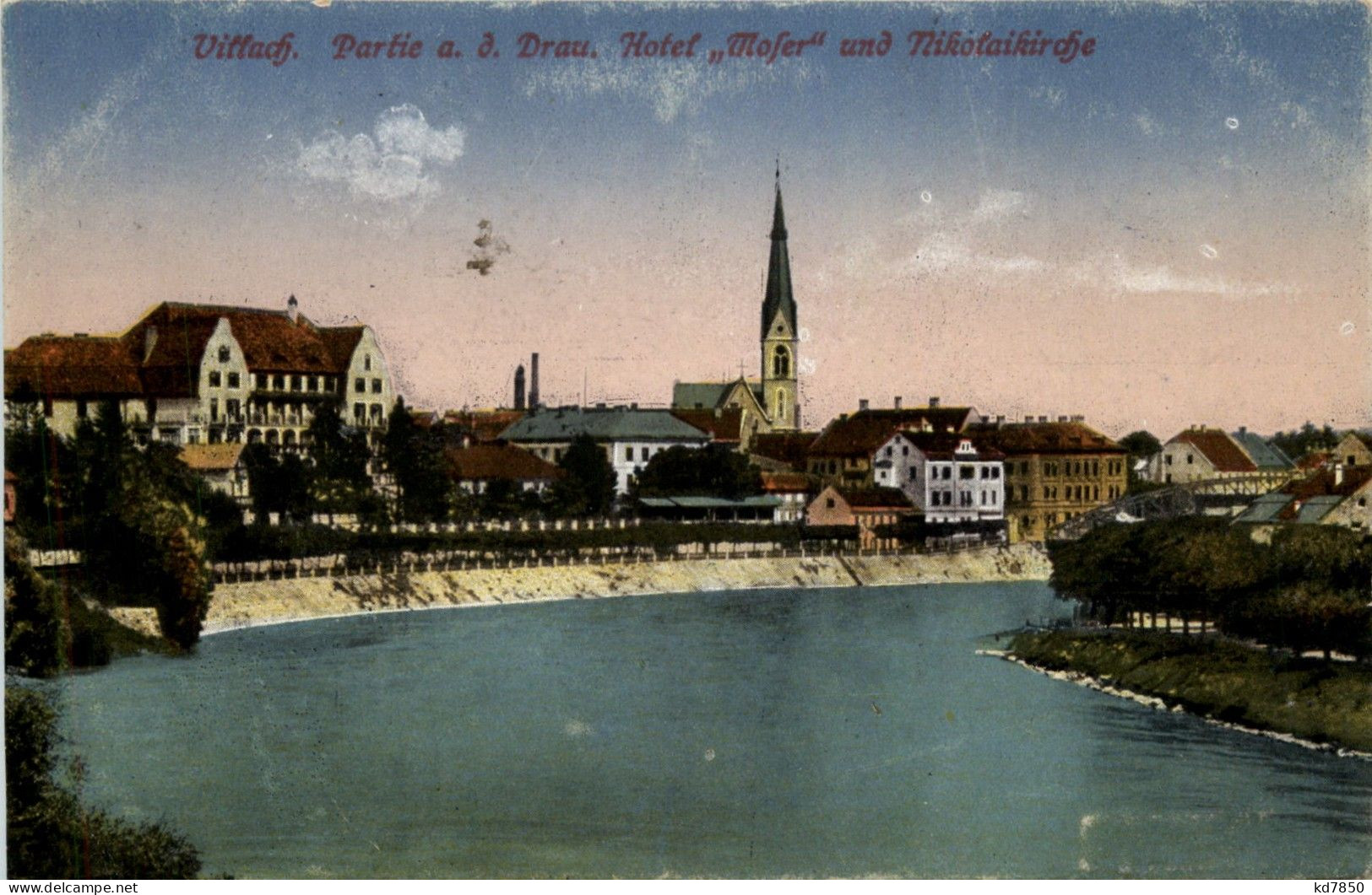 Villach, Partie A.d. Drau, Hotel Mosser Und Nikolaikirche - Villach