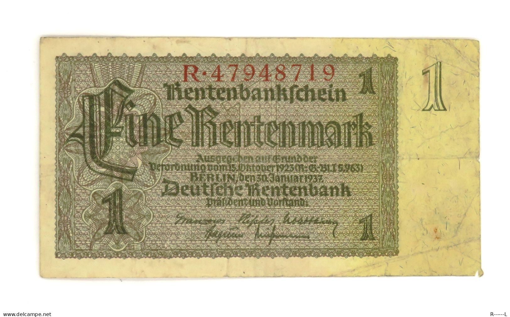 1 Rentenmark Berlin 1937 - Andere & Zonder Classificatie