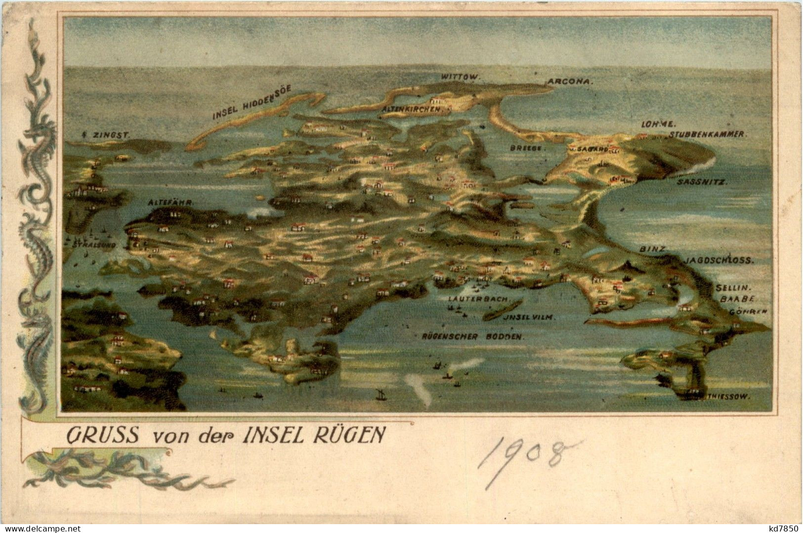 Gruss Von Der Insel Rügen - Litho - Rügen