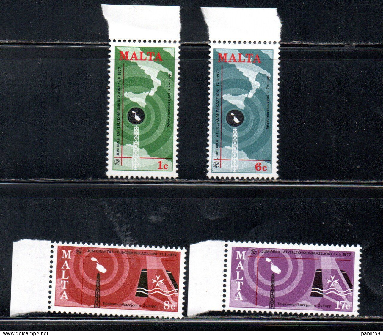 MALTA 1977 WORLD TELECOMMUNICATION DAY GIORNATA MONDIALE DELLE TELECOMUNICAZIONI COMPLETE SET SERIE COMPLETA MNH - Malta