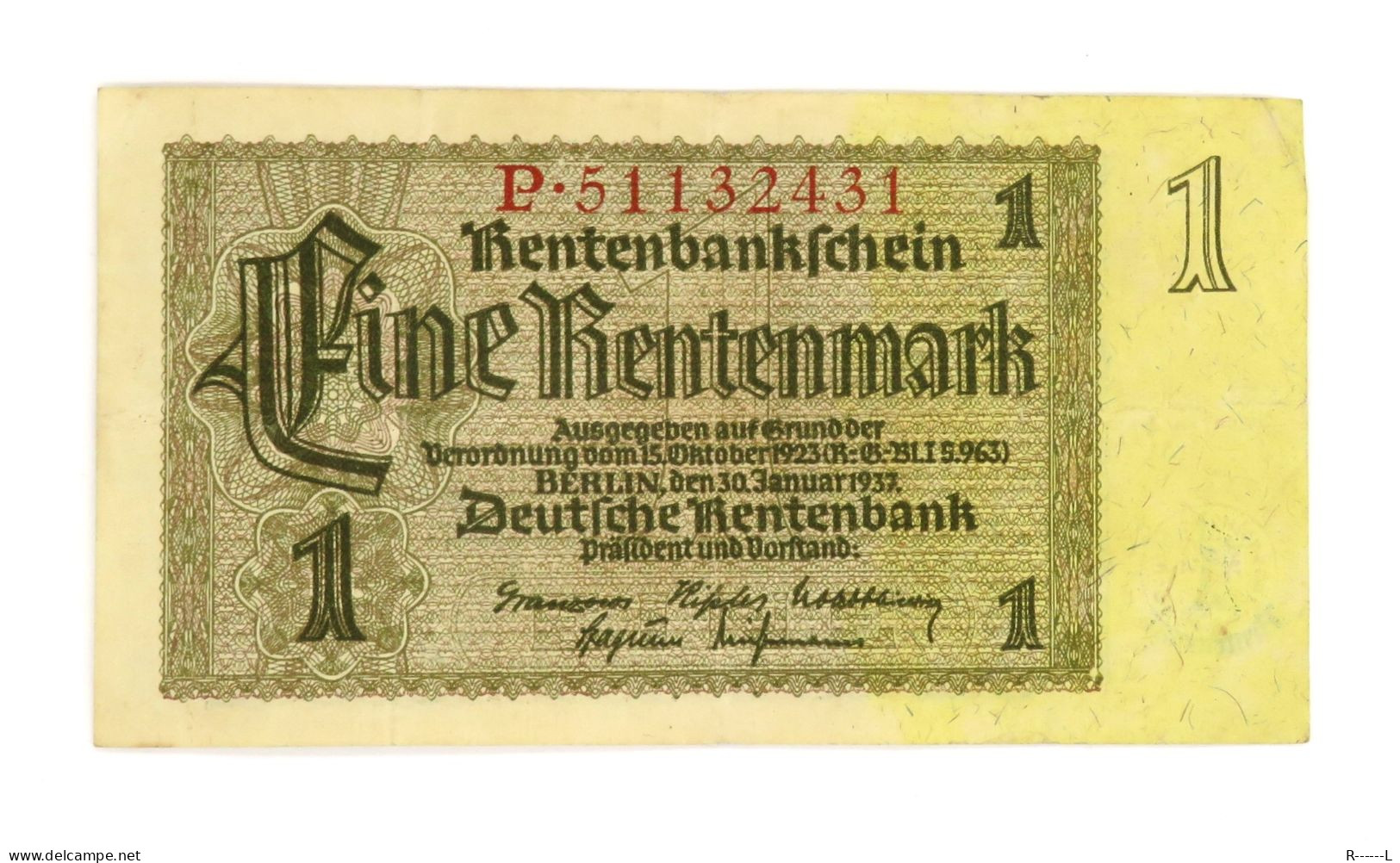 1 Rentenmark Berlin 1937 - Andere & Zonder Classificatie