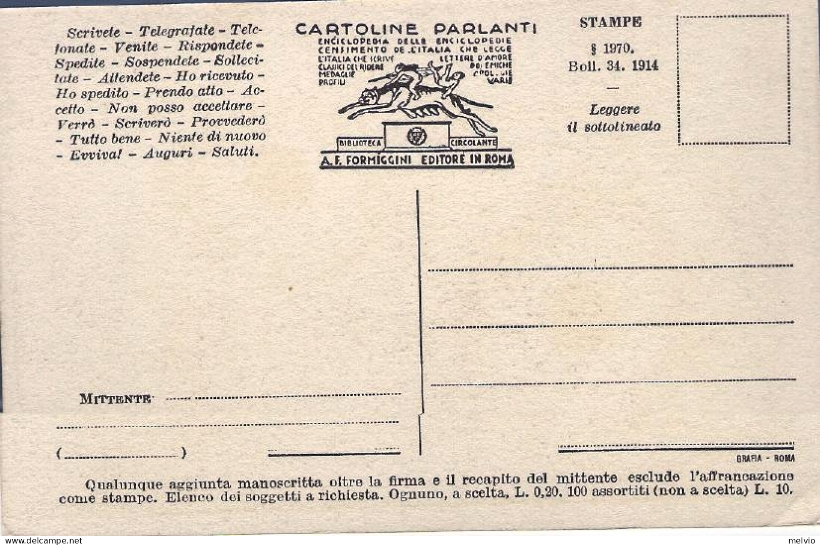1930circa-Italia Cartolina Parlante "Un Critico Onesto è Quello Che Invidia Solo - Other & Unclassified