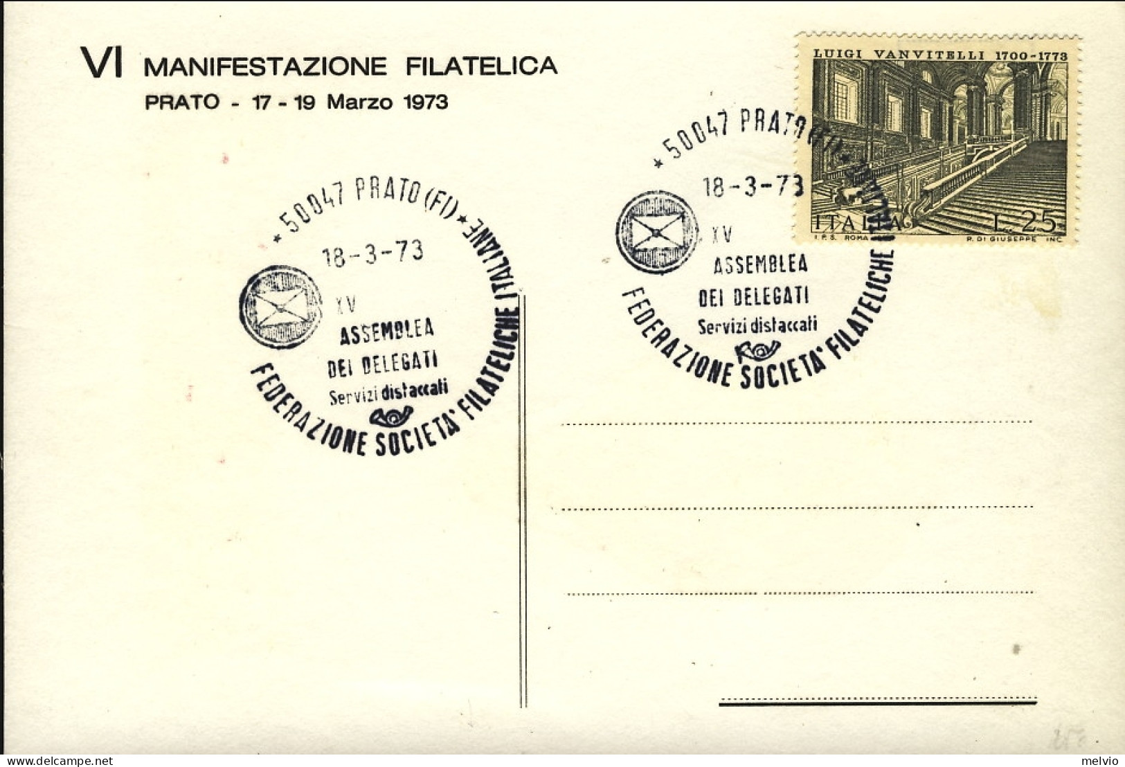1973-cartolina Commemorativa VI Manifestazione Filatelica Prato Cachet XV Assemb - Manifestaciones