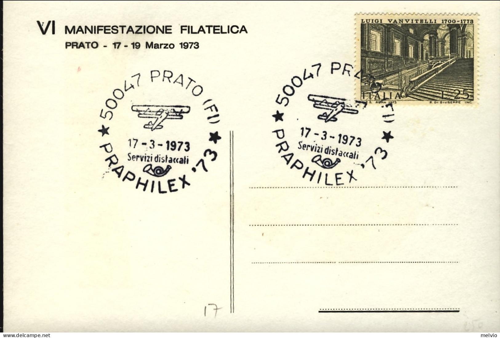 1973-cartolina Commemorativa VI Manifestazione Filatelica Prato Cachet Praphilex - Manifestazioni