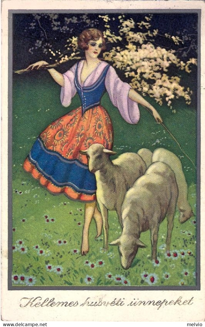1926-Ungheria Cartolina Augurale Illustrata "Kellemes Husveti Unnepeket"viaggiat - Hongrie